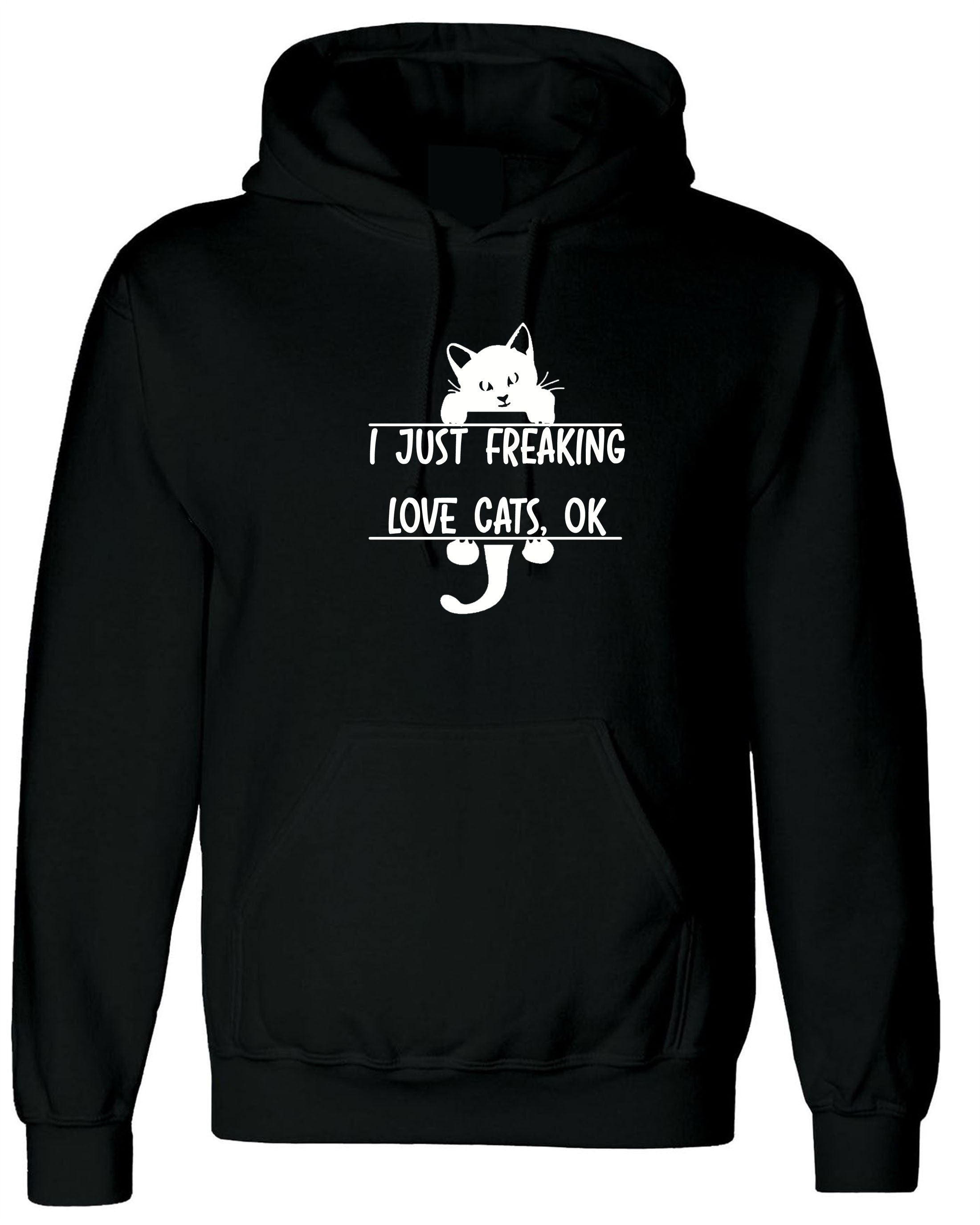 I just freaking love cats, funny christmas hoodie hoody hood hooded jersey shirt gift for cat lovers top womens ladies xmas present