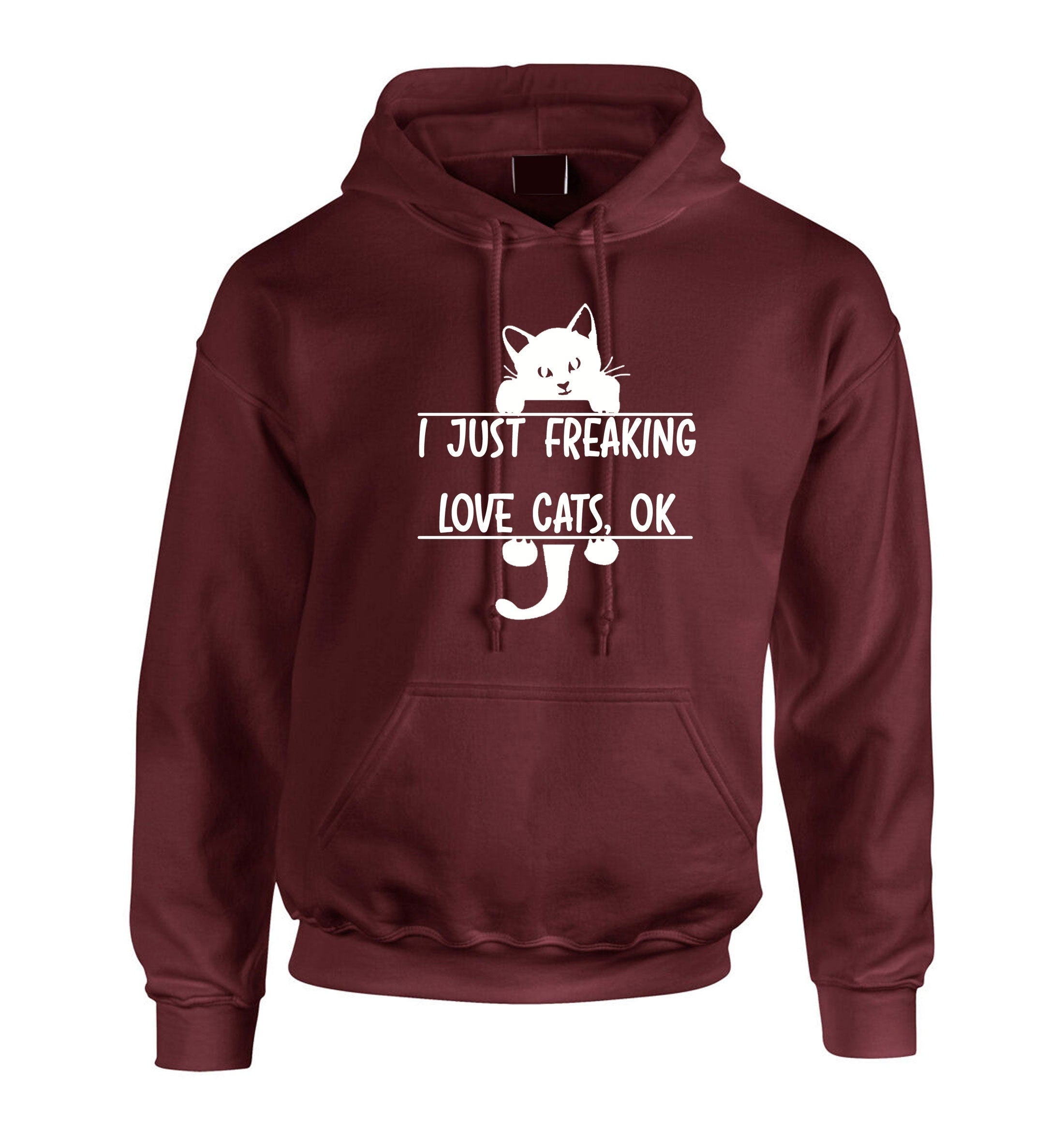 I just freaking love cats, funny christmas hoodie hoody hood hooded jersey shirt gift for cat lovers top womens ladies xmas present