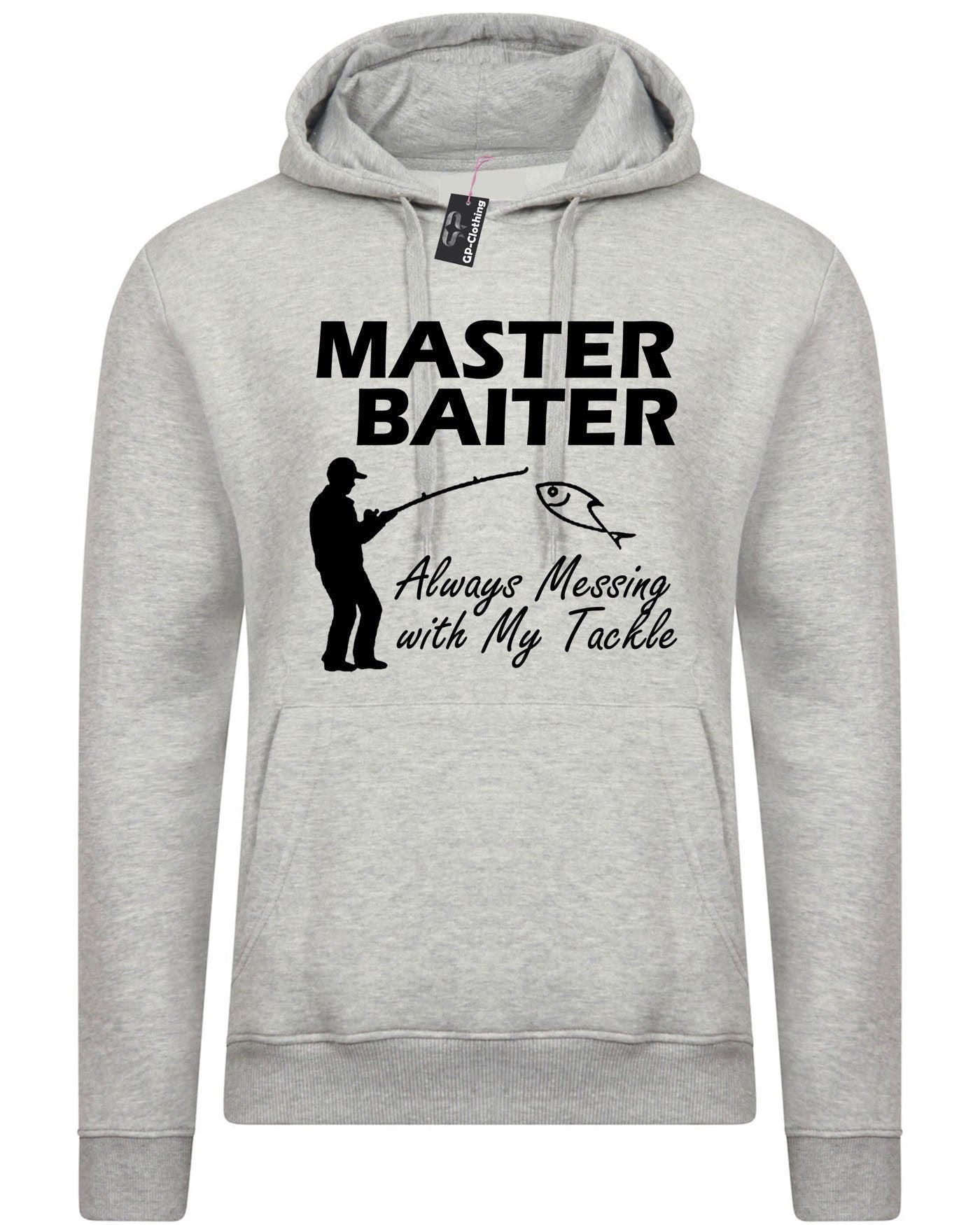 Master baiter funny fishing hoodie hoody hood hooded rude unisex novelty slogan gift fishing lovers presenr grandad dad