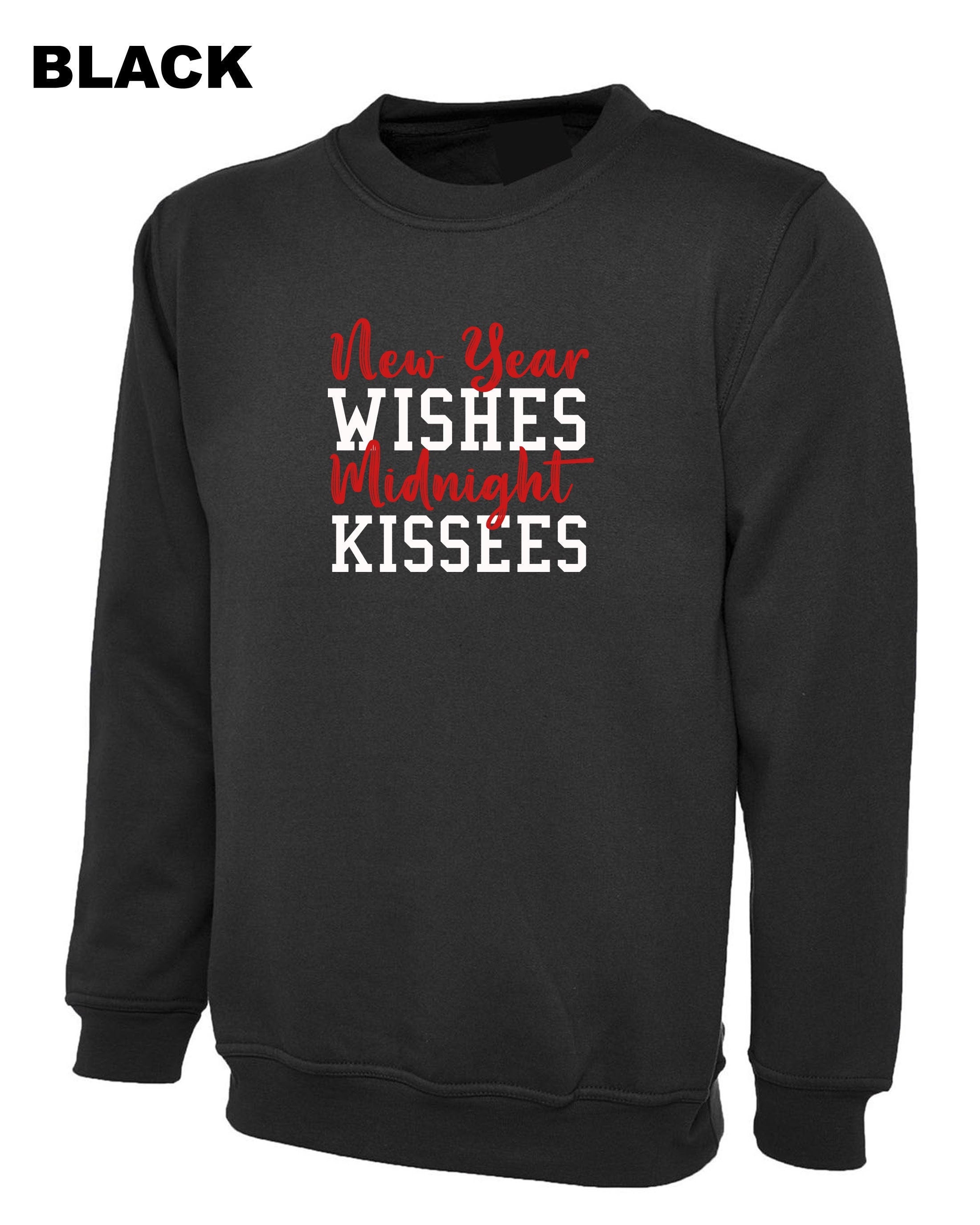 New year wishes midnight kisses funny new year sweatshirt jumper sweater shirt happy new year 2022 joke couple gift joke top