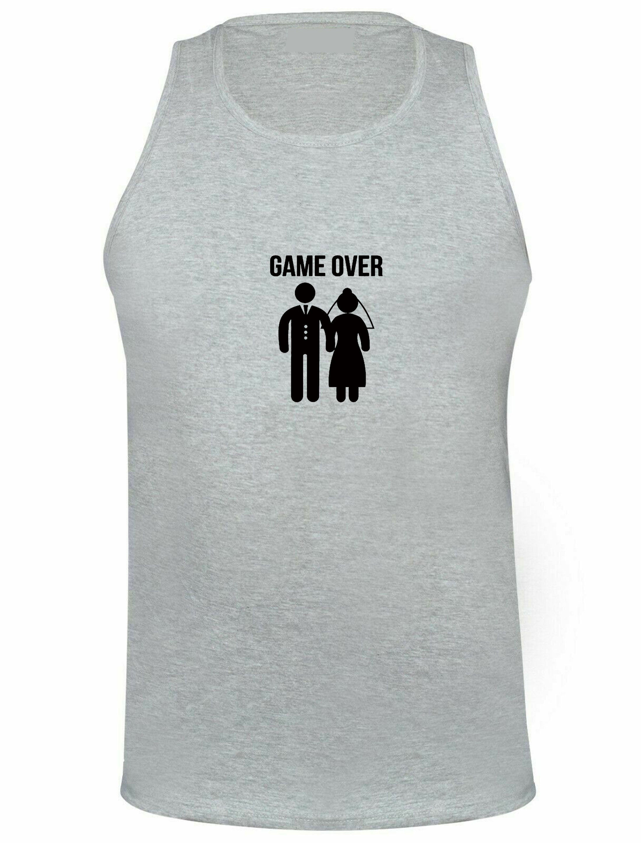 Funny game over vest vests gym workout exercise jogging yoga gift for newly married couple marriage wedding wife husband joke idea present