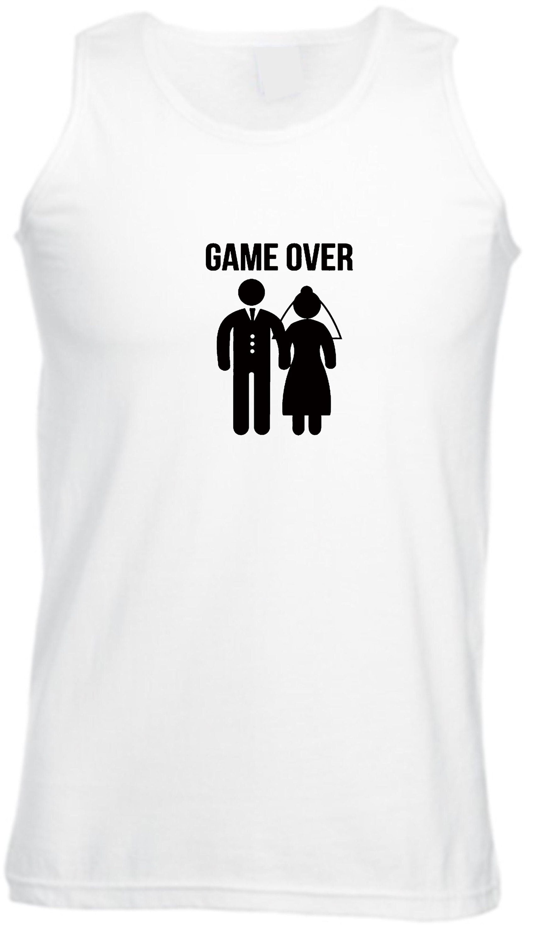 Funny game over vest vests gym workout exercise jogging yoga gift for newly married couple marriage wedding wife husband joke idea present