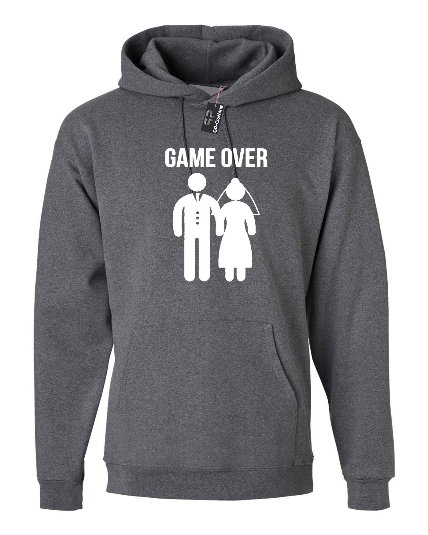 Funny game over hoodie hoody hood hooded gift for newly married couple marriage wedding wife husband joke idea present