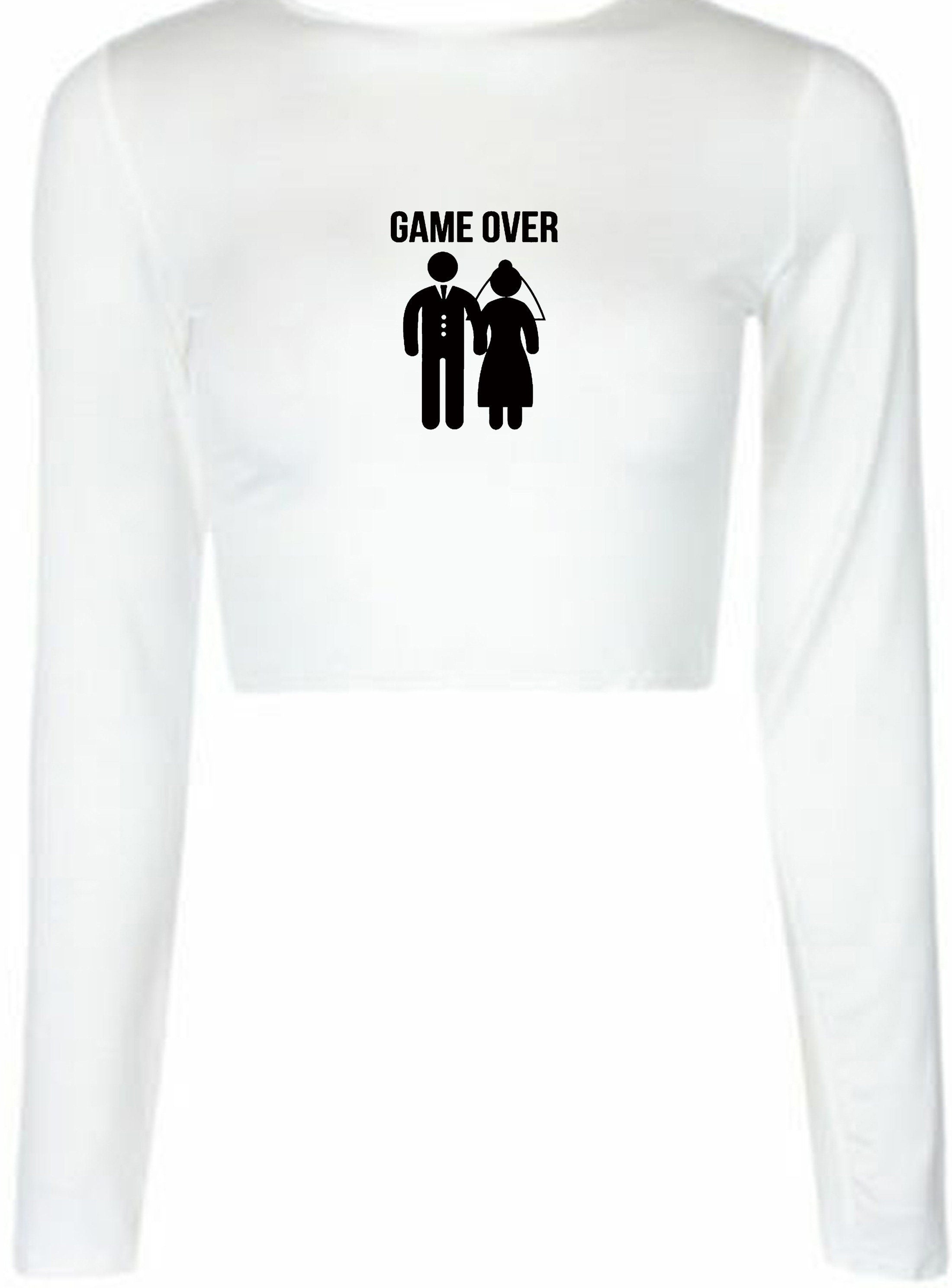 Funny game over crp top crop-tops gift for newly married couple marriage wedding wife husband joke idea present