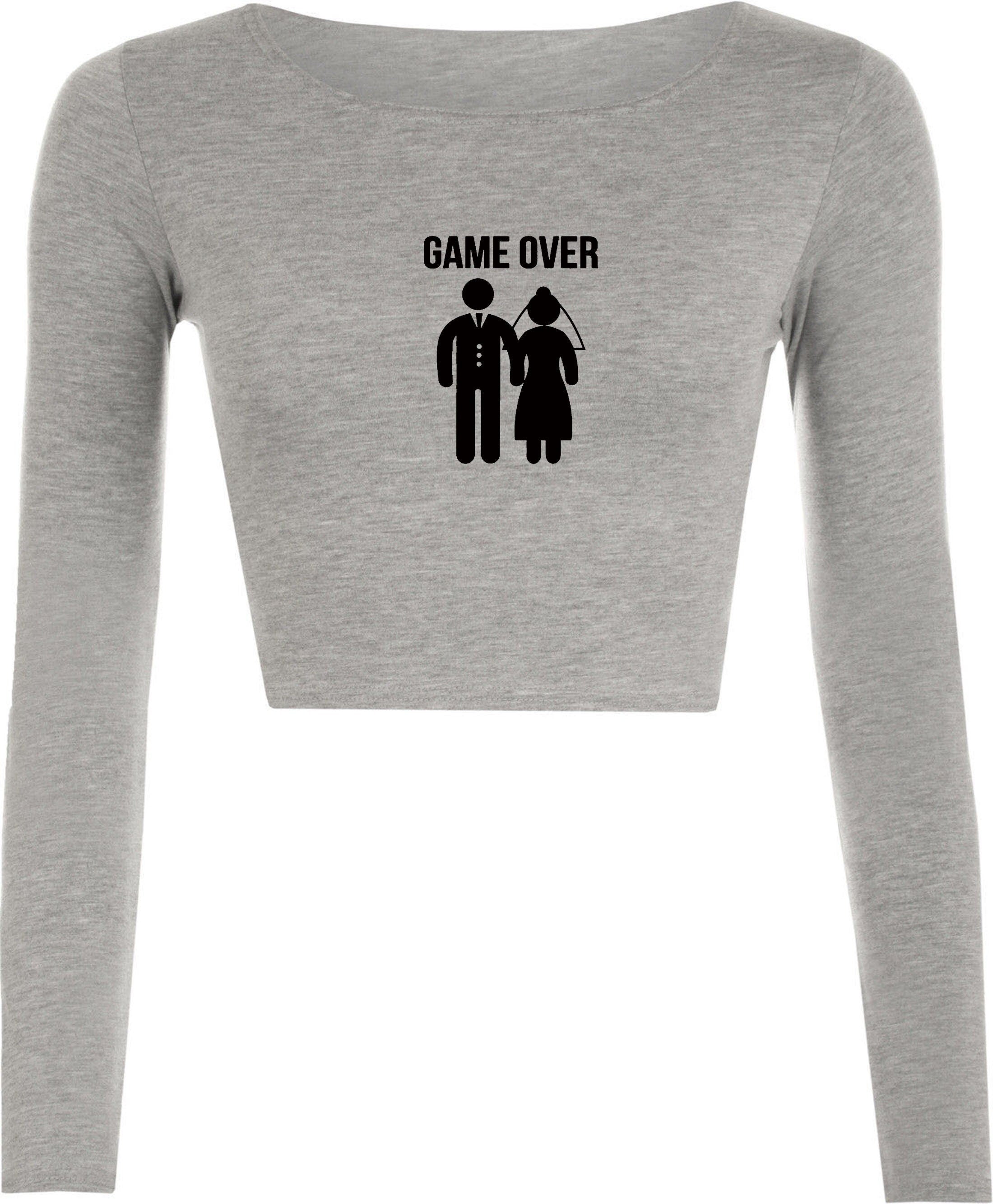 Funny game over crp top crop-tops gift for newly married couple marriage wedding wife husband joke idea present