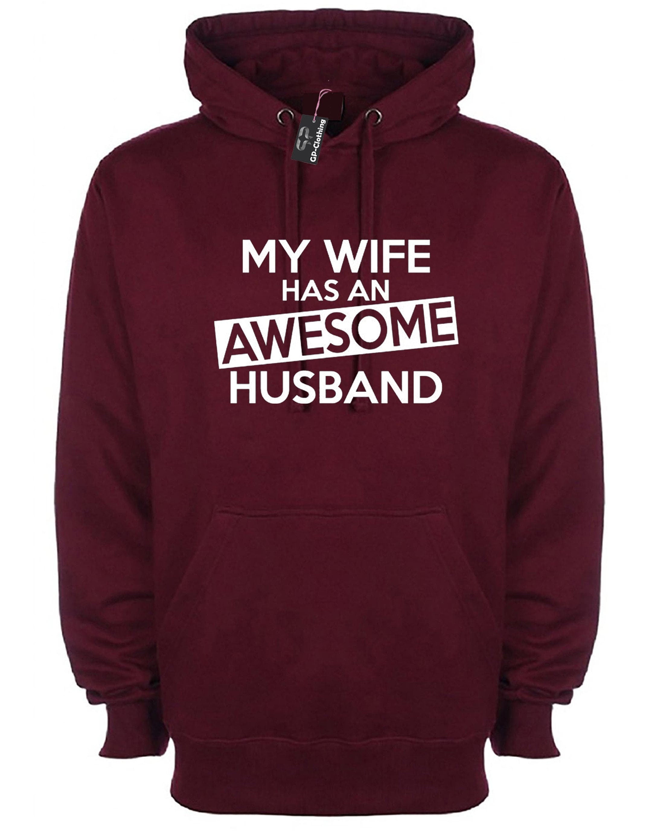 My wife has a awesome husband funny gift for husband wifey wife wedding anniversary gift birthday hoodie hoody hood hooded christmas