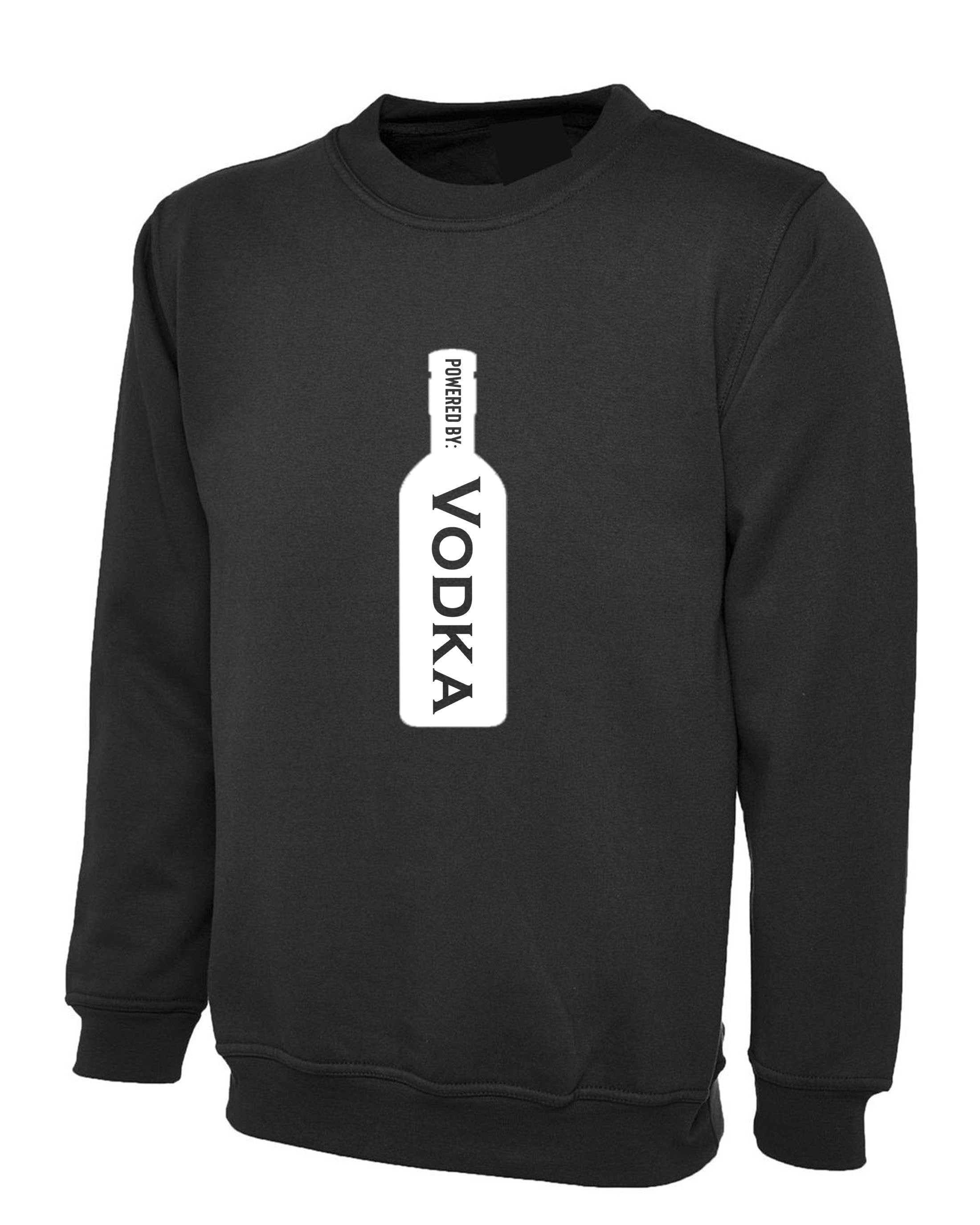 Powered by vodka sweatshirt jumper sweater shirt drunk uncle father dad beer lovers vodka lovers mens funny gift womens birthday top