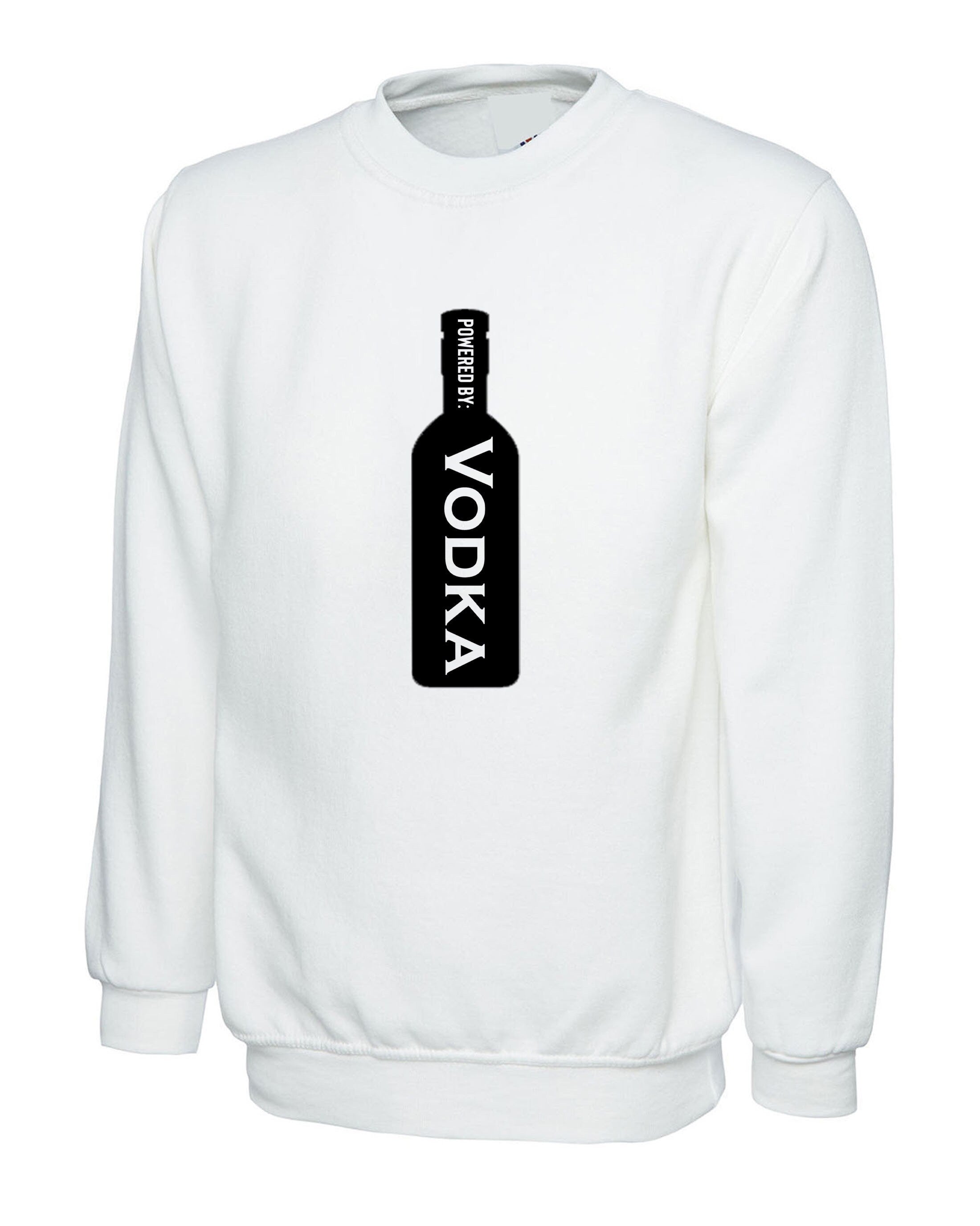 Powered by vodka sweatshirt jumper sweater shirt drunk uncle father dad beer lovers vodka lovers mens funny gift womens birthday top