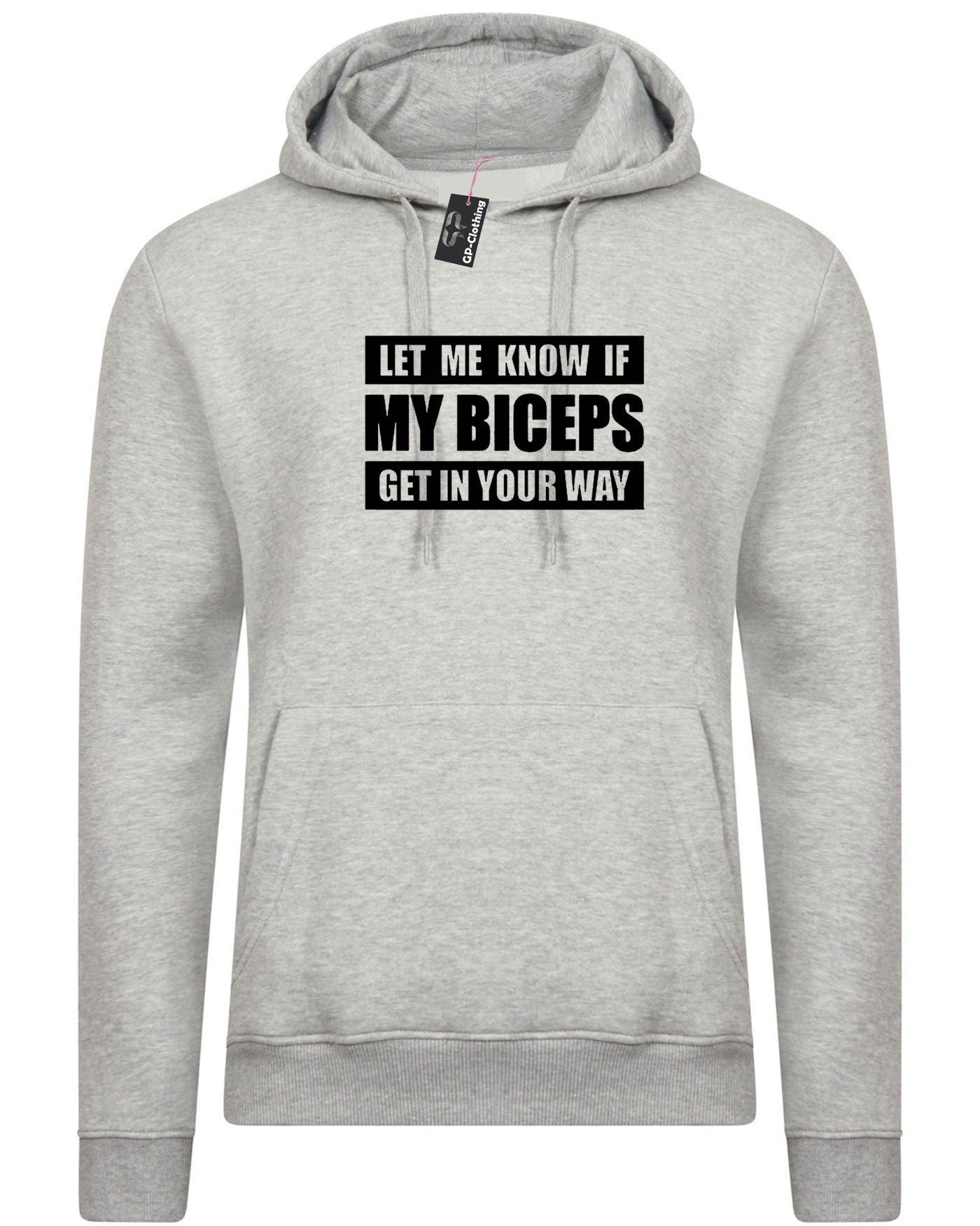 Let me know if my bicepts get in your wat funny biceps hoodie hoody hood hooded gym workout mens joke weight lifting nma boxing gift