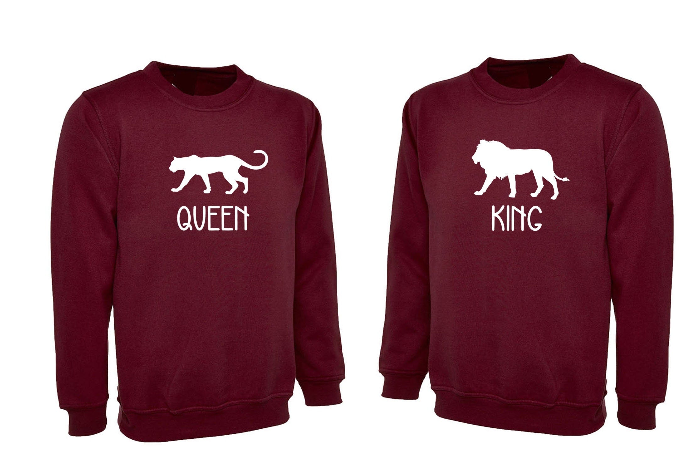 Couple matching funny shirts king queen lion lioness sweatshirt jumper sweater shirt cute panda gift wedding anniversary married unisex