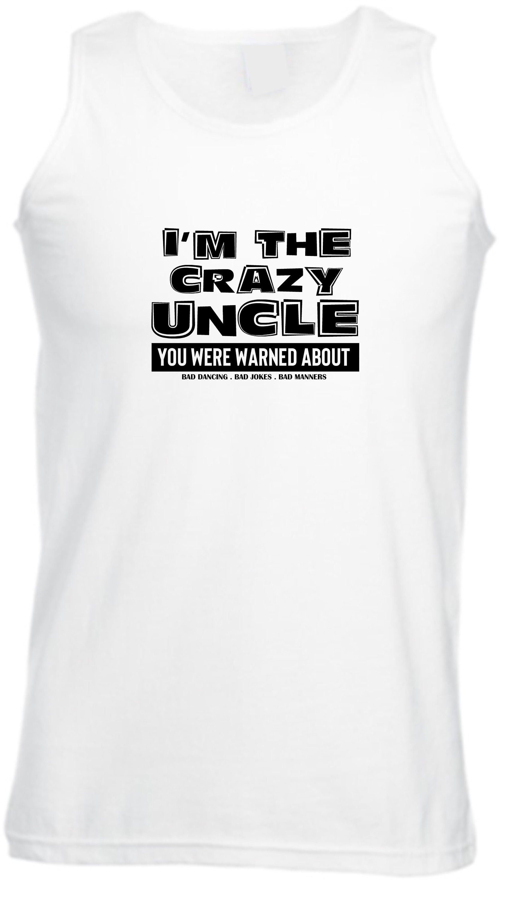 Mens i'm the crazy uncle you were warned about vest vests gym workout exercise yoga funny birthday party christmas gift for uncles bad jokes