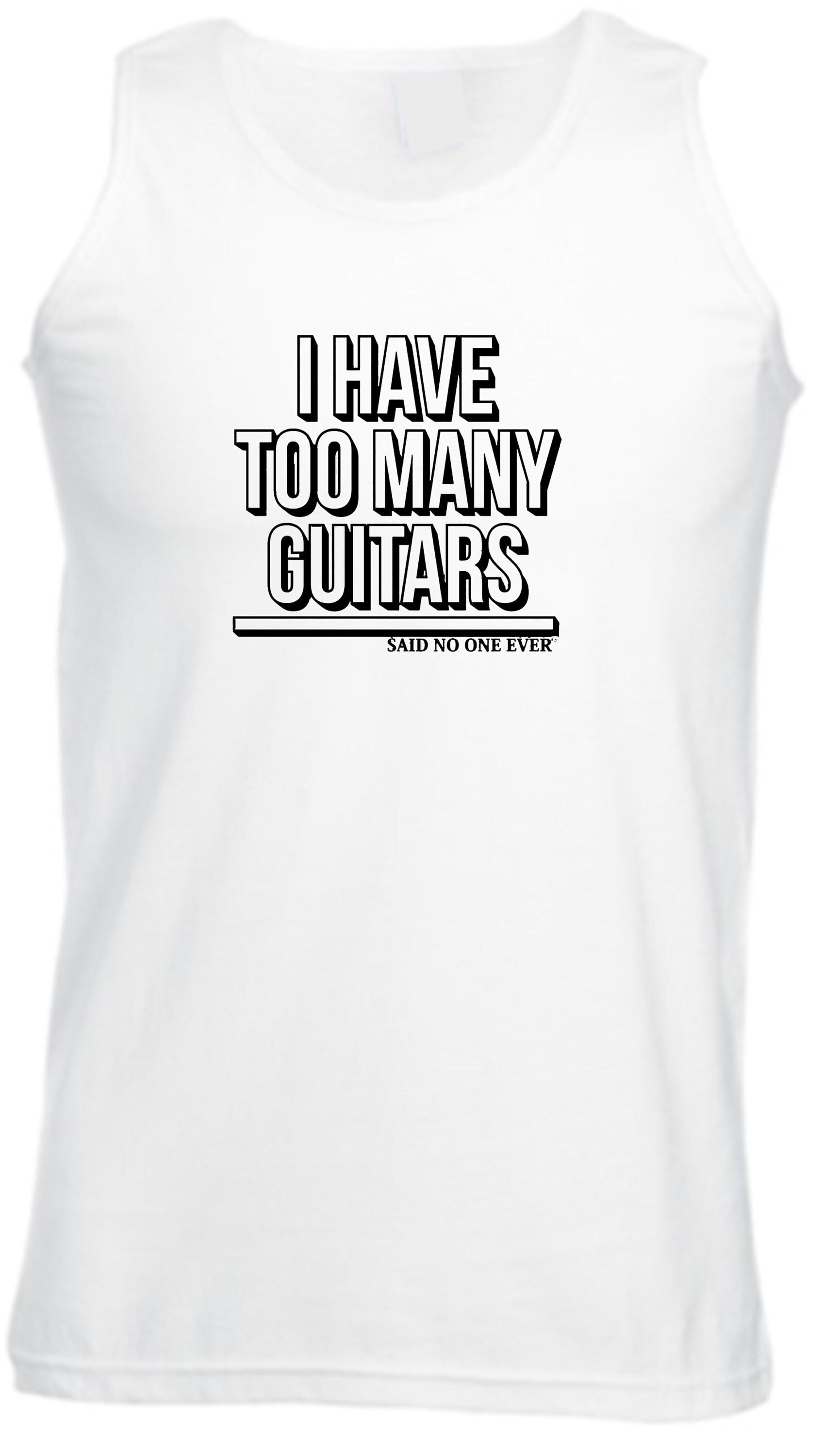 Mens i have too many guitars said no one ever vest vests top tank gym workout guitar rock music guitar lover musician funny christmas gift