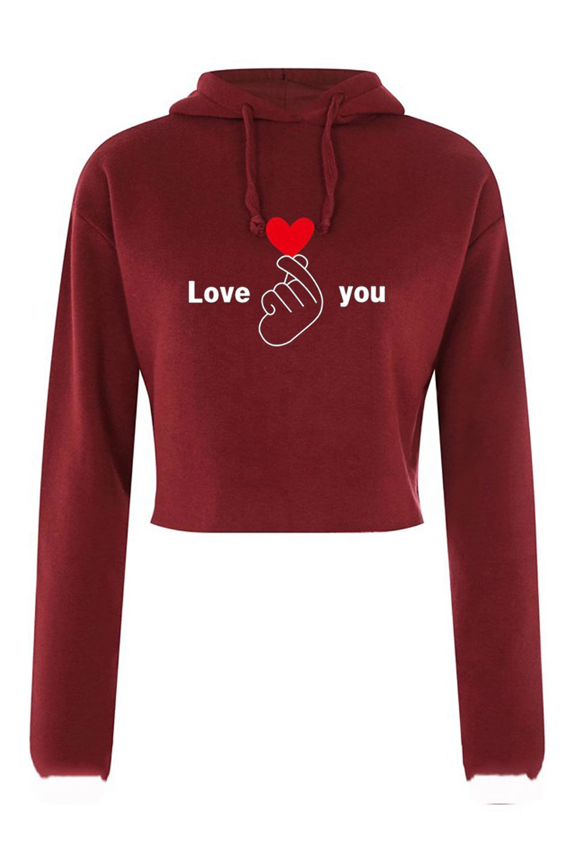 Love you crop top crop tops croptops hoodie hoody hood hooded long sleeve valentines ladies gift for womens gf birthday wedding anniversary