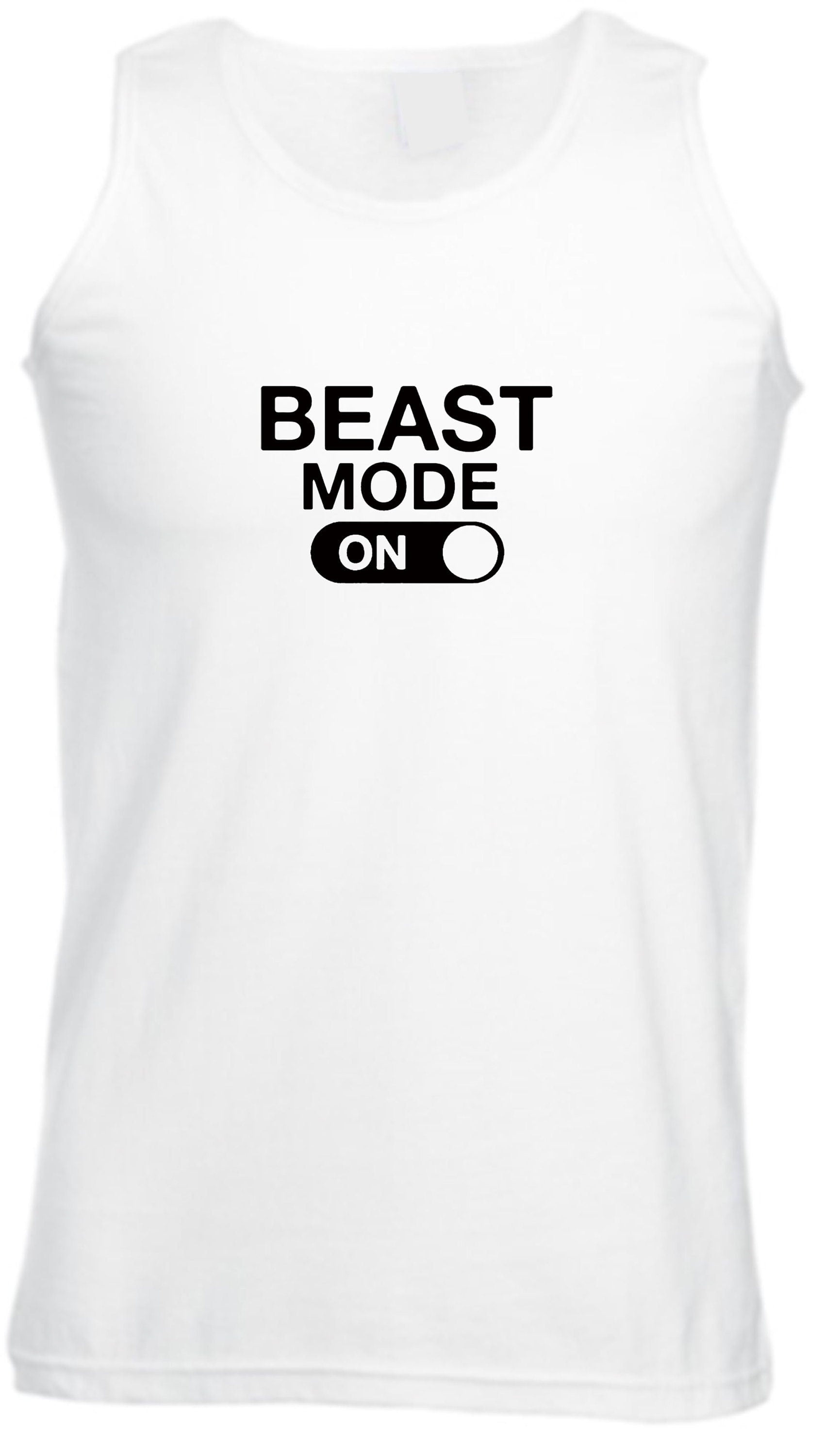 Beast mode on vest vests sleeve less workout mens funny gym no pain no gain cardio training muscle motivation mma boxing top