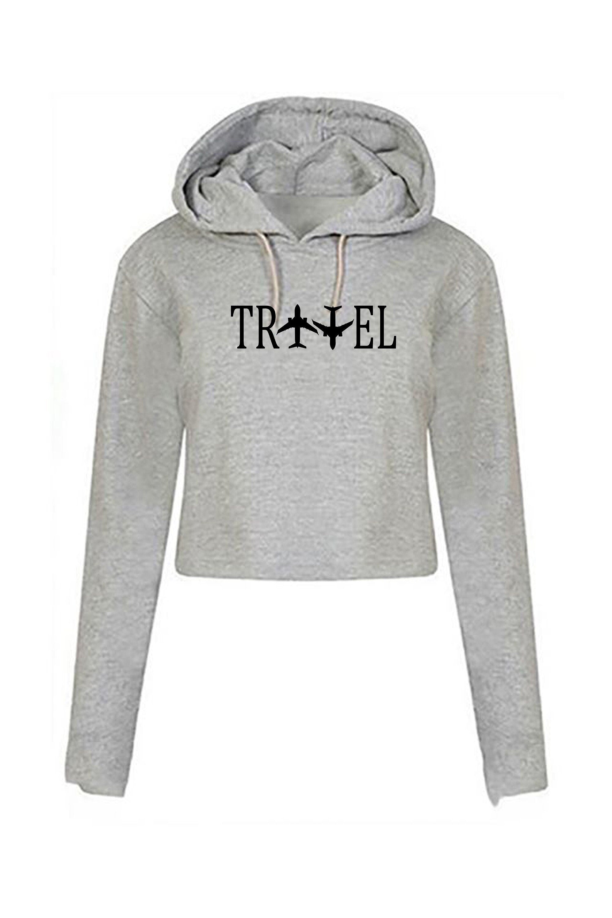 Travel crop tops hoodie crop-top hood hoody travelling gift unisex world tour pilot funny airplane travelling top womens ladies present