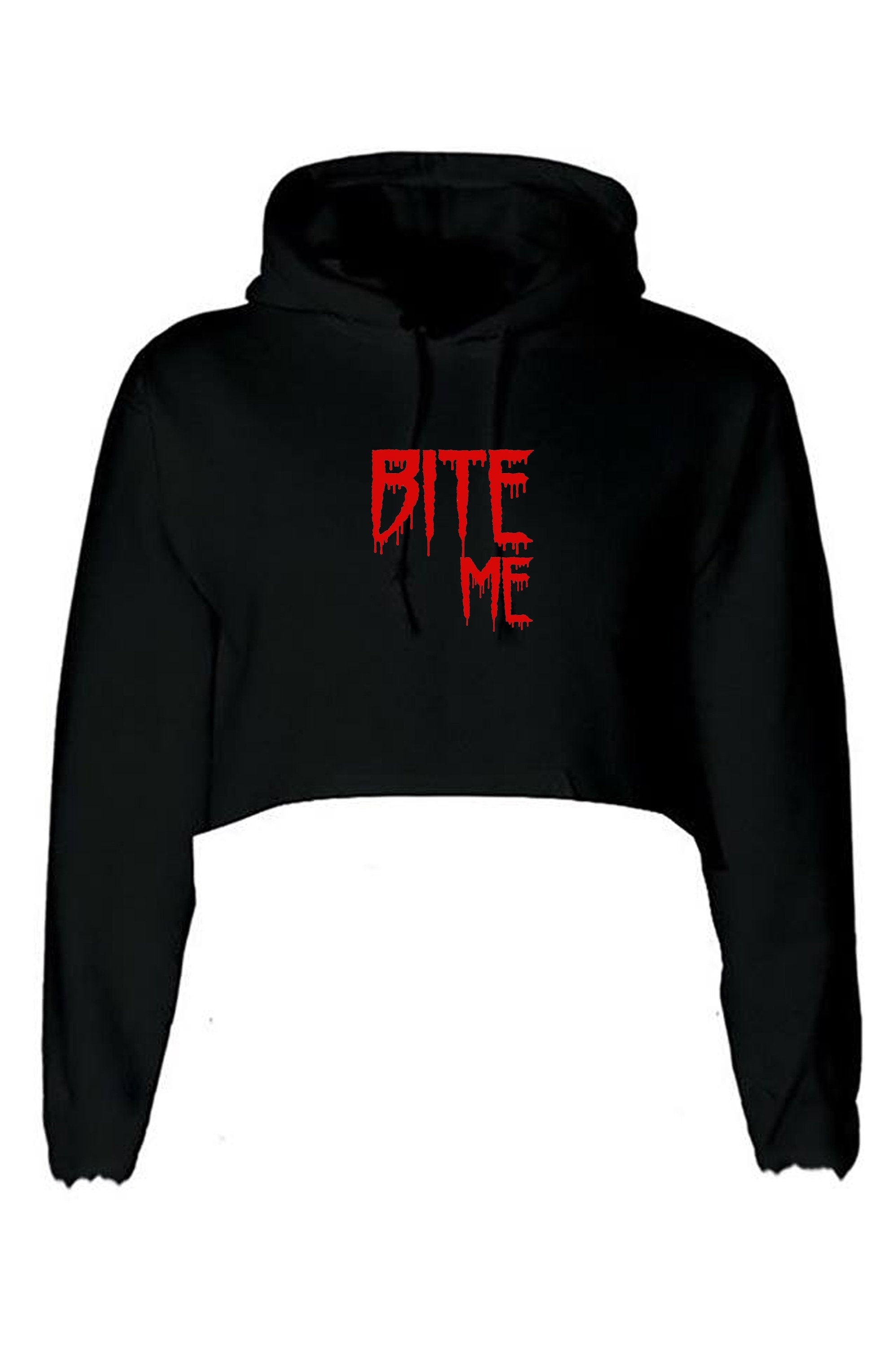 Bite me crop top hoodie crop-tops hood croptop hood funny mens womens top halloween outfit valentines vampire top ladies unisex gf bf