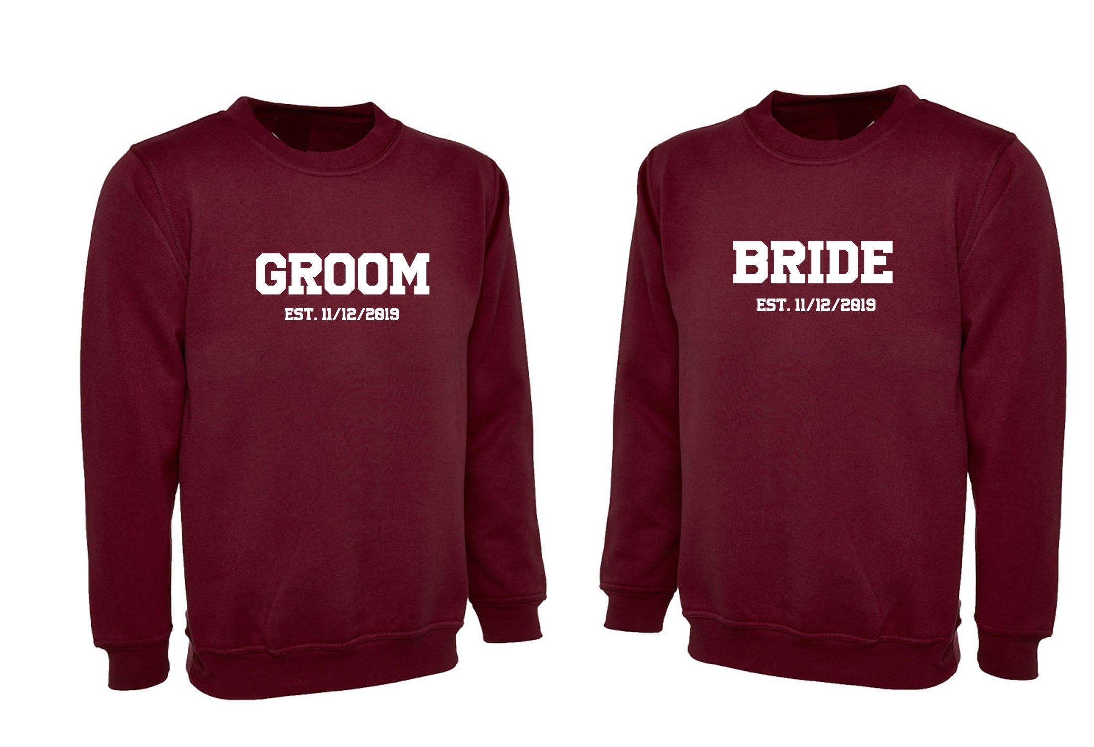 Groom bride custom wedding dates couple matching sweatshirt jumper sweater shirt wedding anniversary for married present slogan soul mates