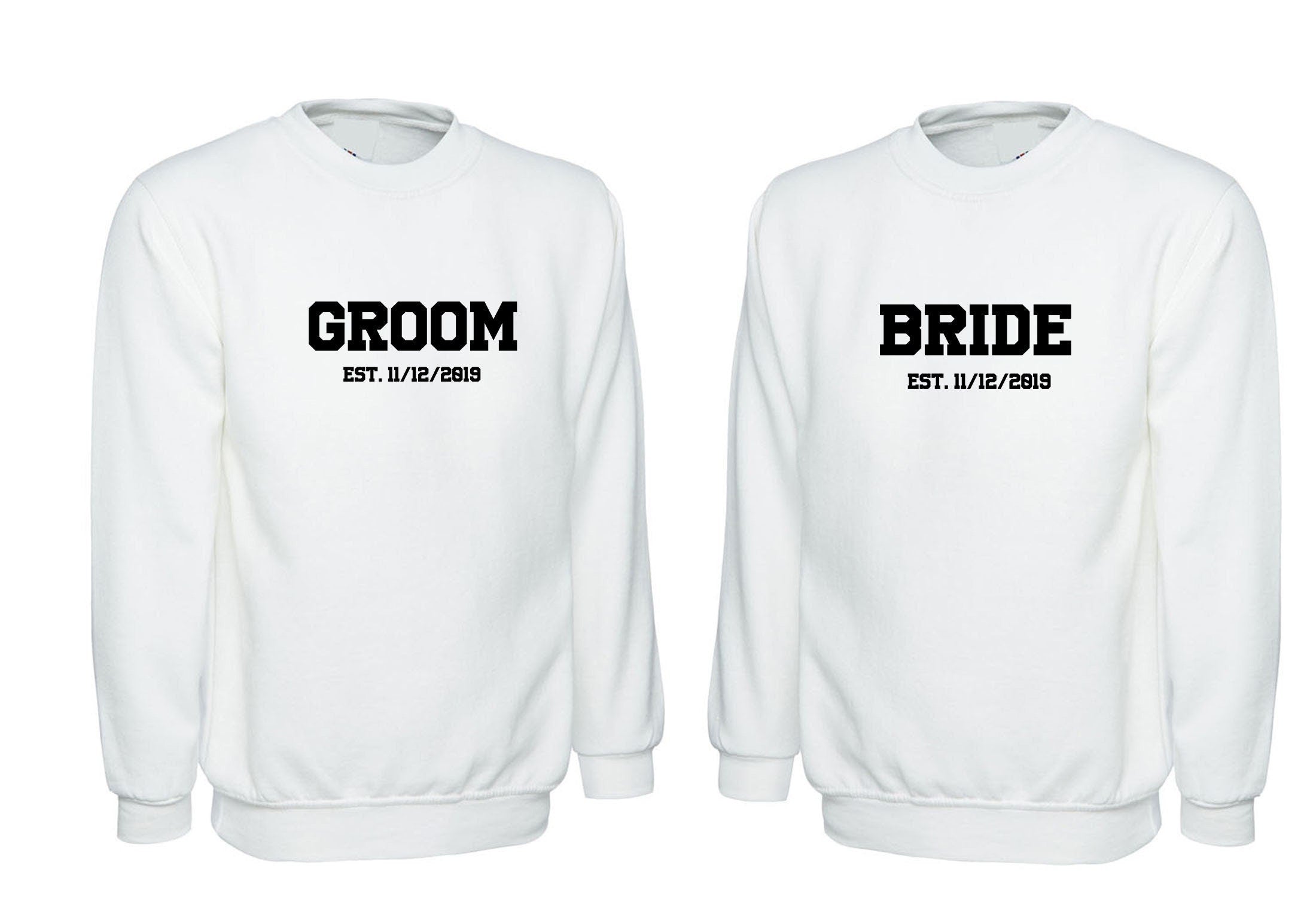 Groom bride custom wedding dates couple matching sweatshirt jumper sweater shirt wedding anniversary for married present slogan soul mates