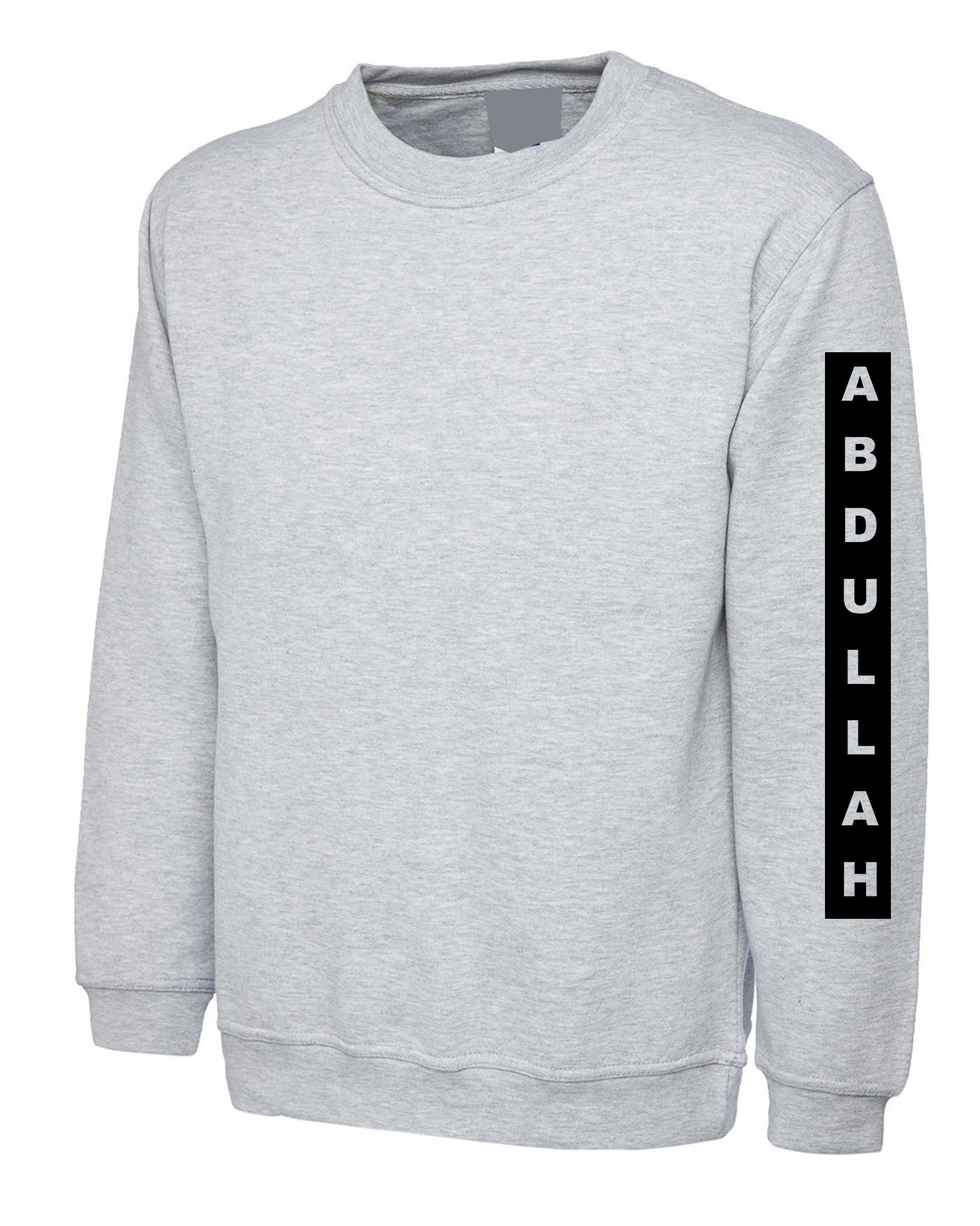 English name on sleeves sweatshirt jumper gift eid birthday christmas uni top sweater shirt present to brother sister