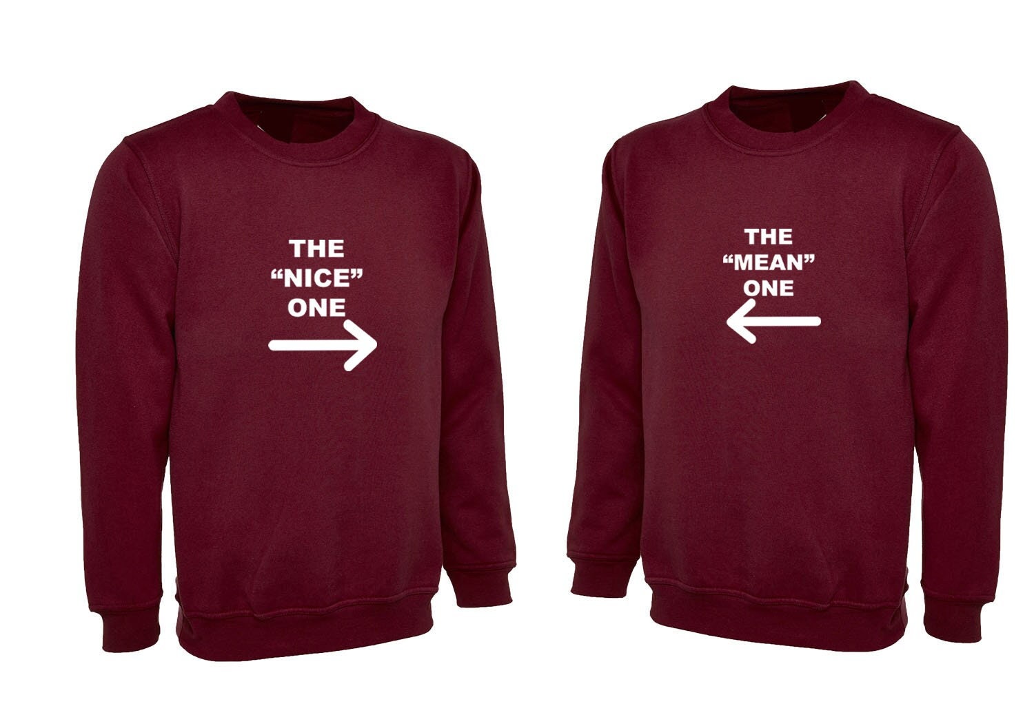 The nice one the mean one funny couple matching sweatshirt jumper sweater shirt valentines gift for married present slogan joke bf gf