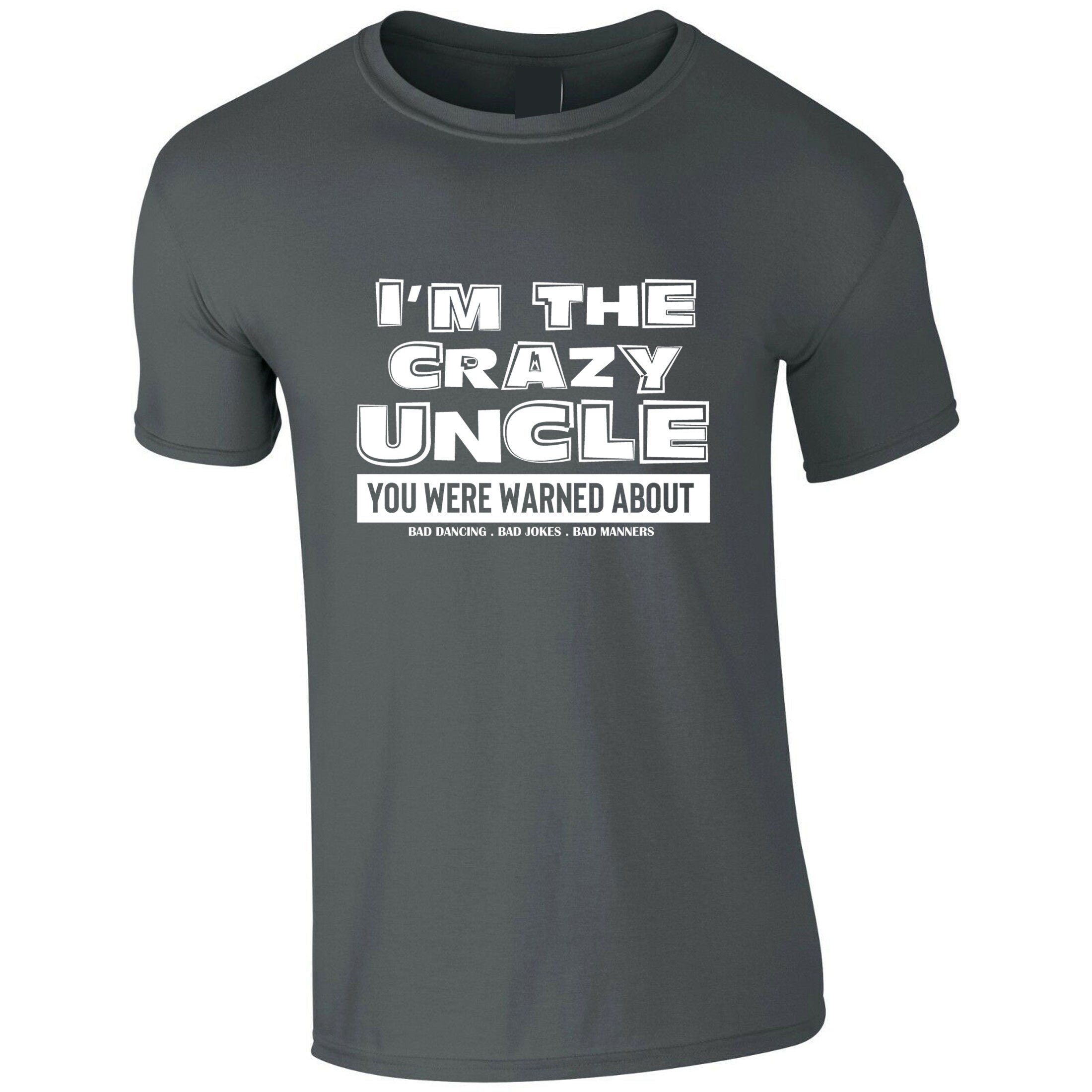 Mens i'm the crazy uncle you were warned about tshirt t shirt t-shirt tee shirt funny birthday party christmas gift for uncles bad jokes