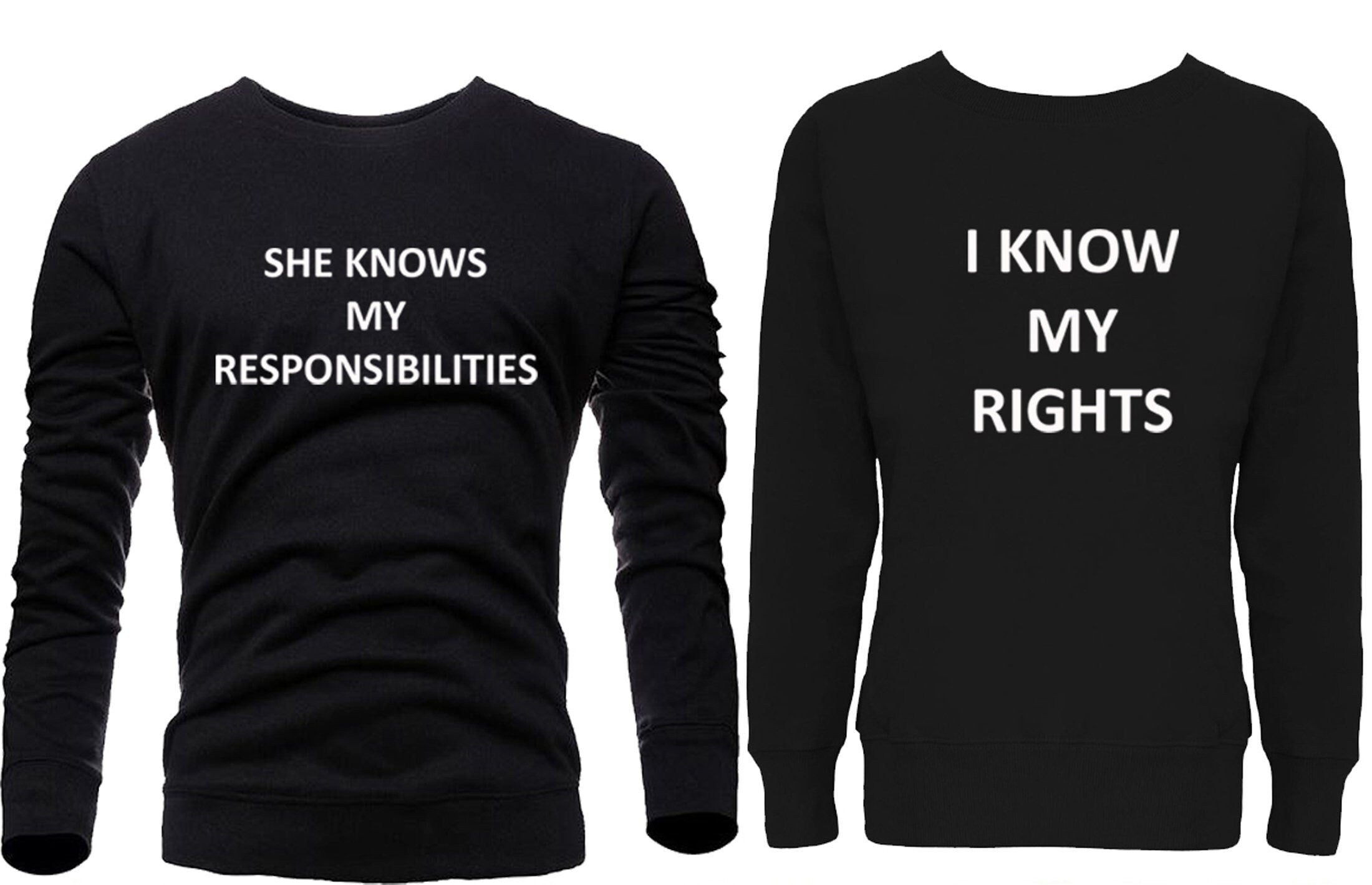 Couple matching sweatshirt jumper sweater shirt my rights and my resp... funny valentines gift present for couples tops