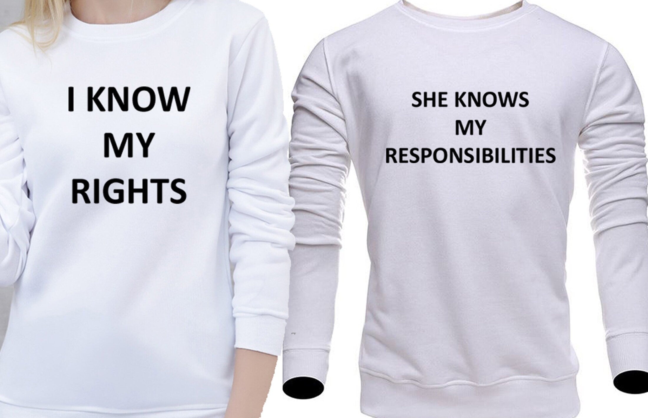 Couple matching sweatshirt jumper sweater shirt my rights and my resp... funny valentines gift present for couples tops