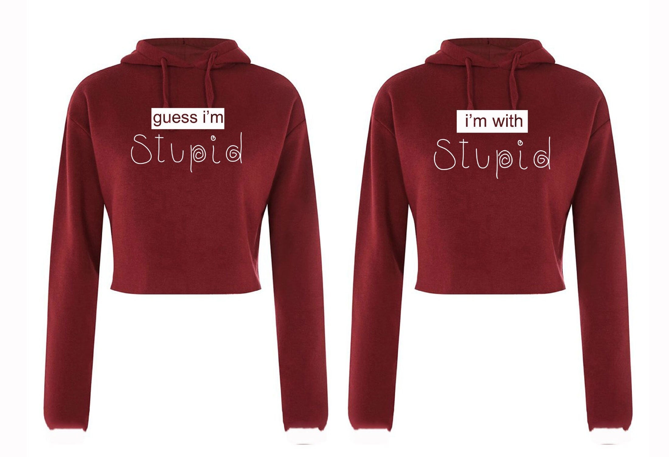 Couple matching tops for best friends crop tops hoodie croptop hood crop-top hoody imwithstupid, guessimstupi unisex womens funny