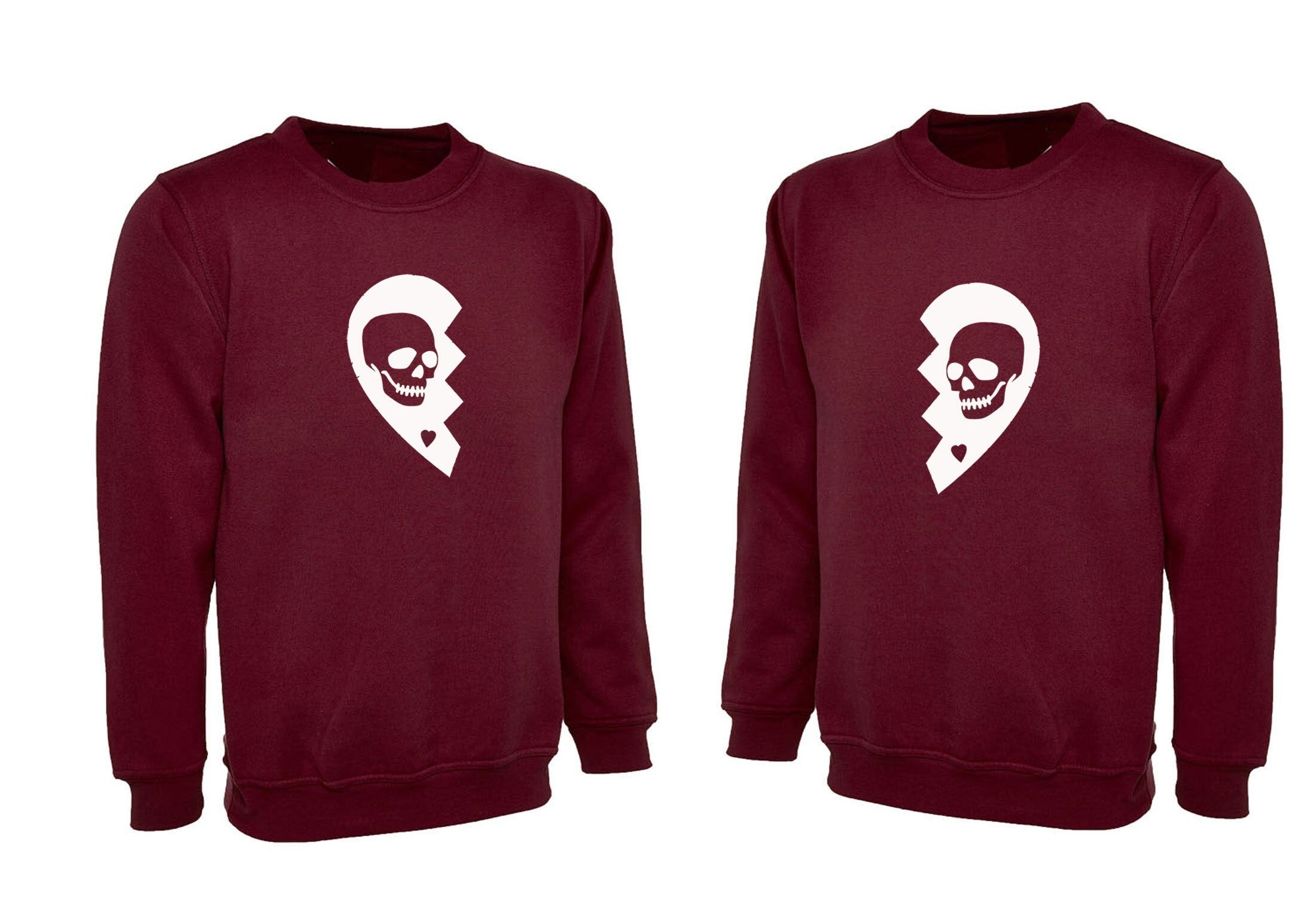 Skull heart mens ladies couple matching shirts sweatshirt jumper sweater shirt husband wife valentines present scary halloween