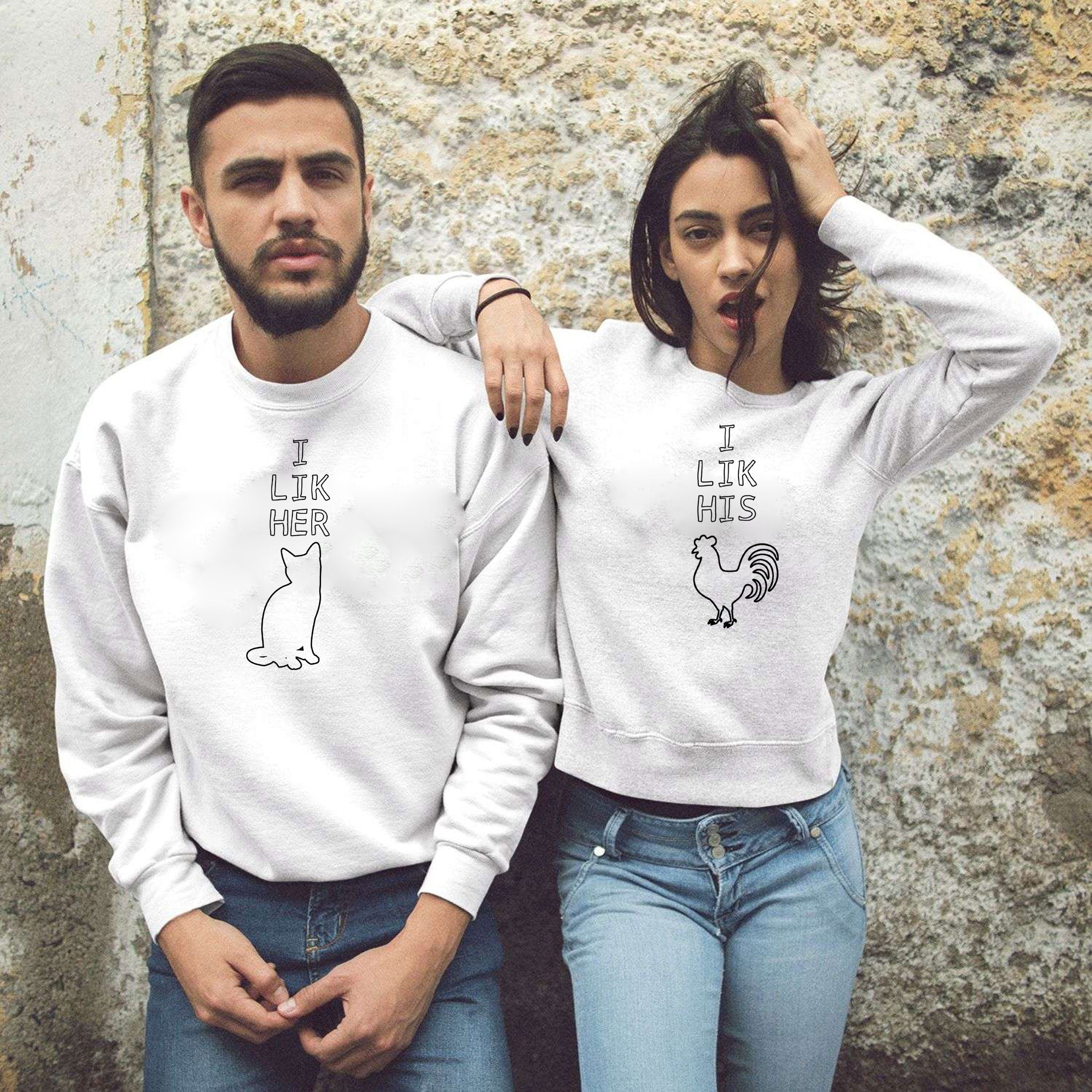 Couple matching shirts funny naughty adult joke sweatshirt jumper sweater shirt unisex funny birthday sarcastic humor gift roster and cat