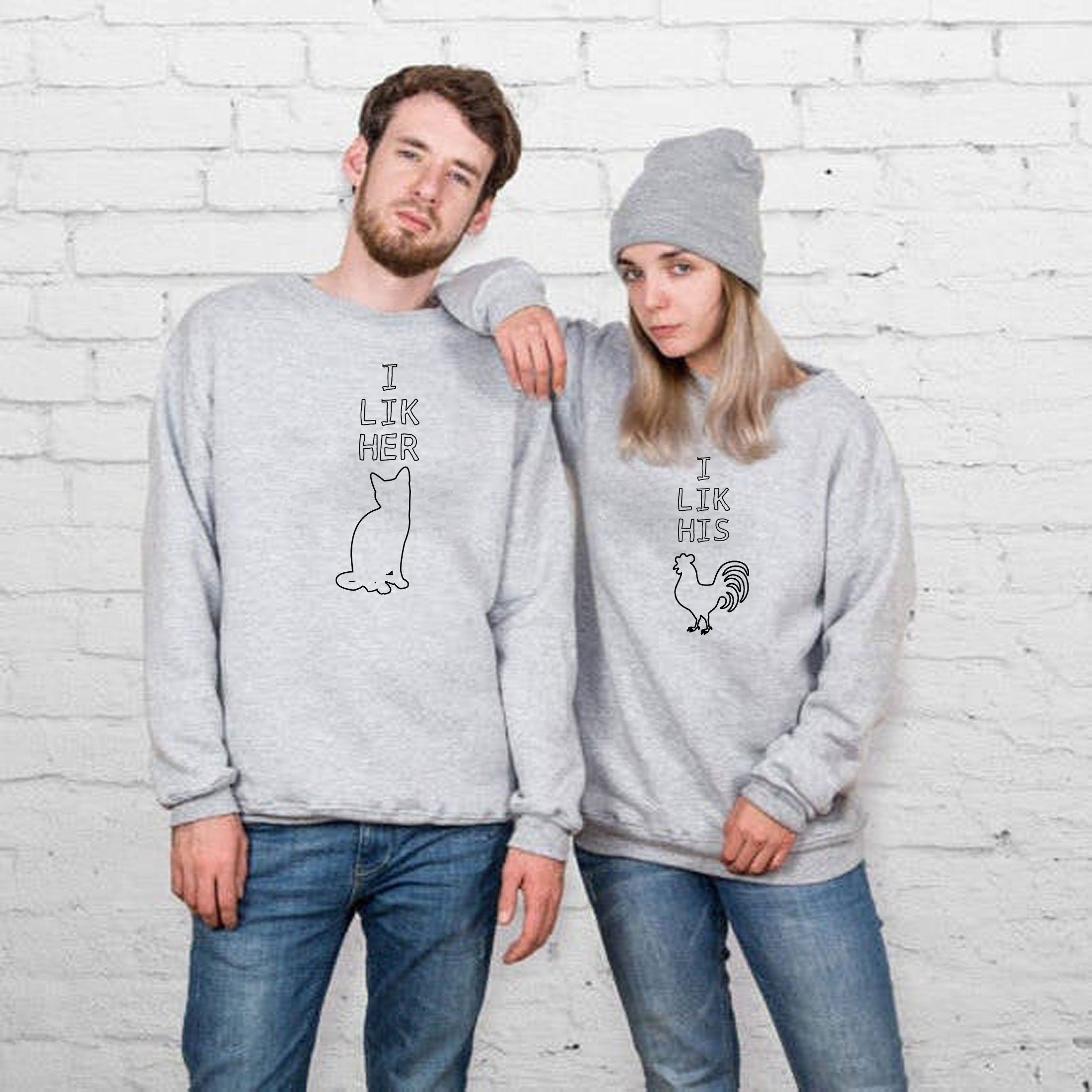 Couple matching shirts funny naughty adult joke sweatshirt jumper sweater shirt unisex funny birthday sarcastic humor gift roster and cat