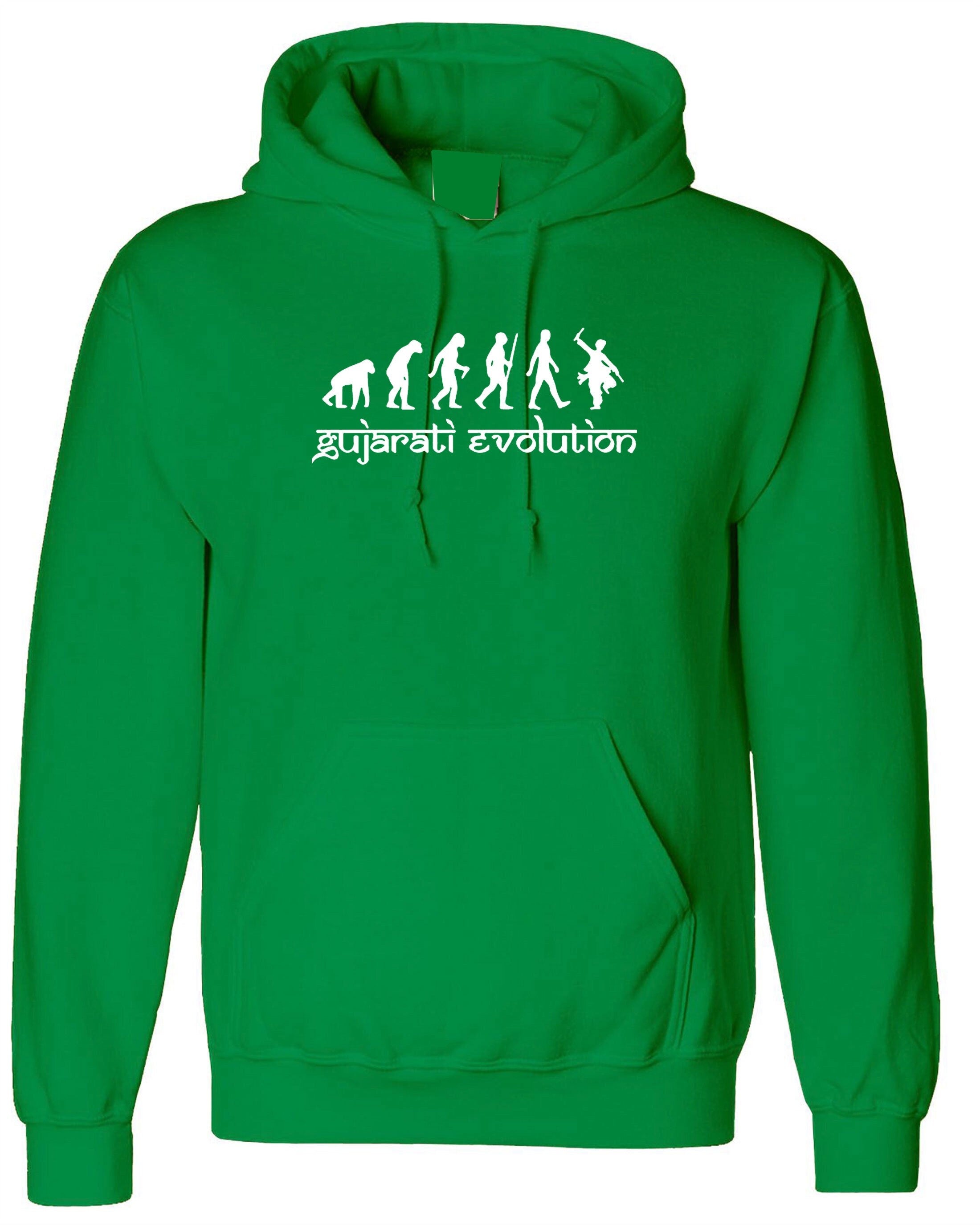 Gujarati evolution funny indian desi gujarati hoodie hoody hood hooded hindi gift for gujarati garba dandiya dance friend birthday