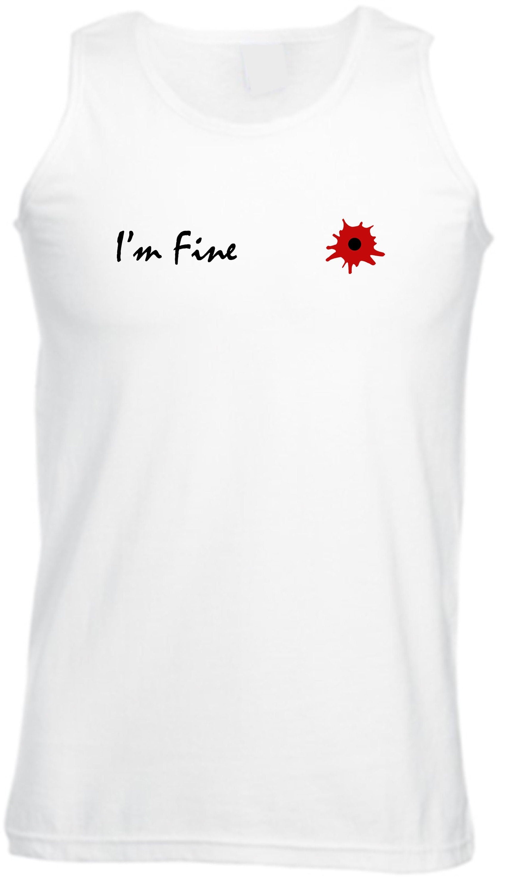 I'm fine i am fine broken inside funny mens vest vests top tank gym workout exercise prank wounded womens ladies xmas bullet valentines gift