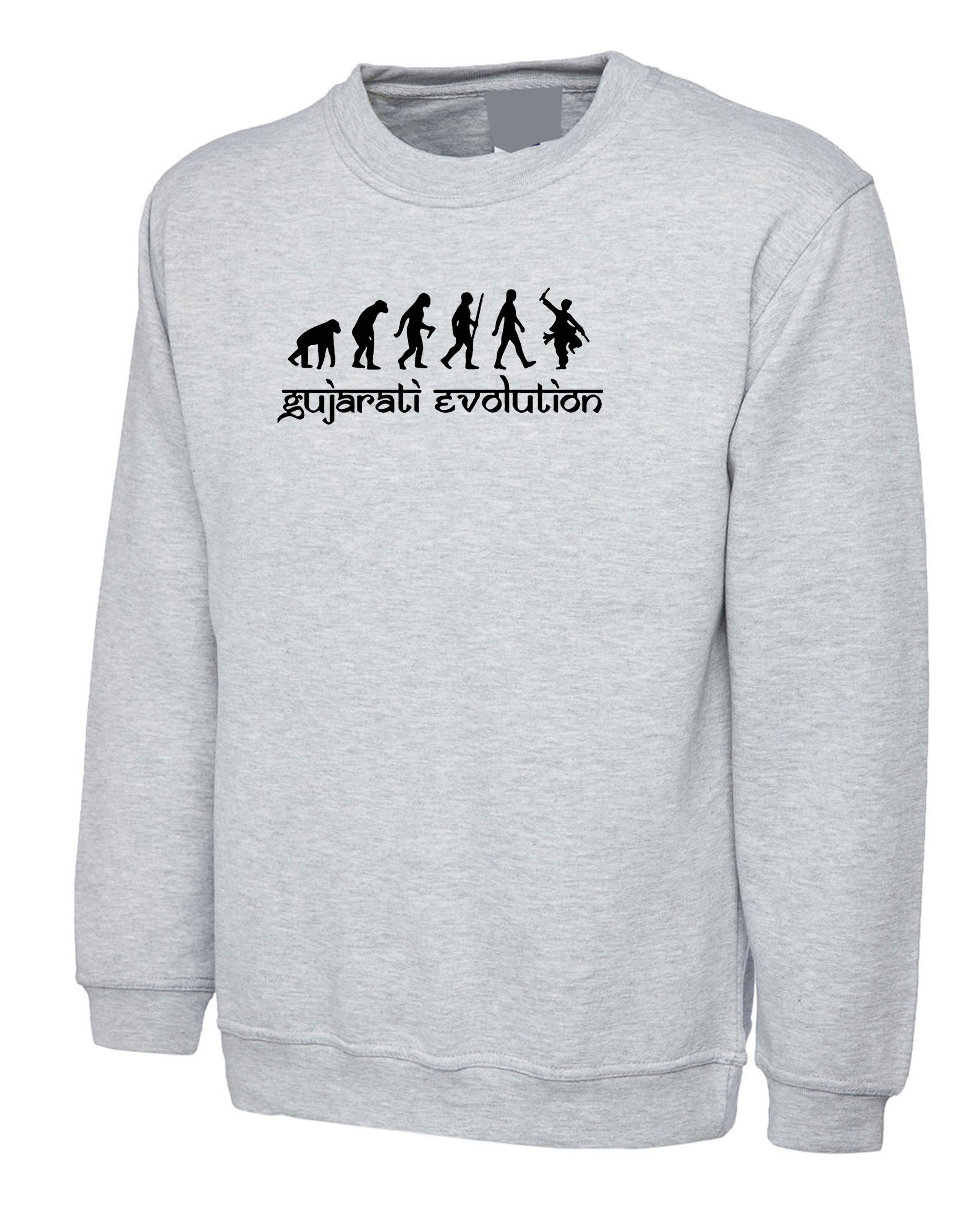 Gujarati evolution funny indian desi gujarati sweatshirt jumper sweater shirt hindi gift for gujarati garba dandiya dance friend birthday