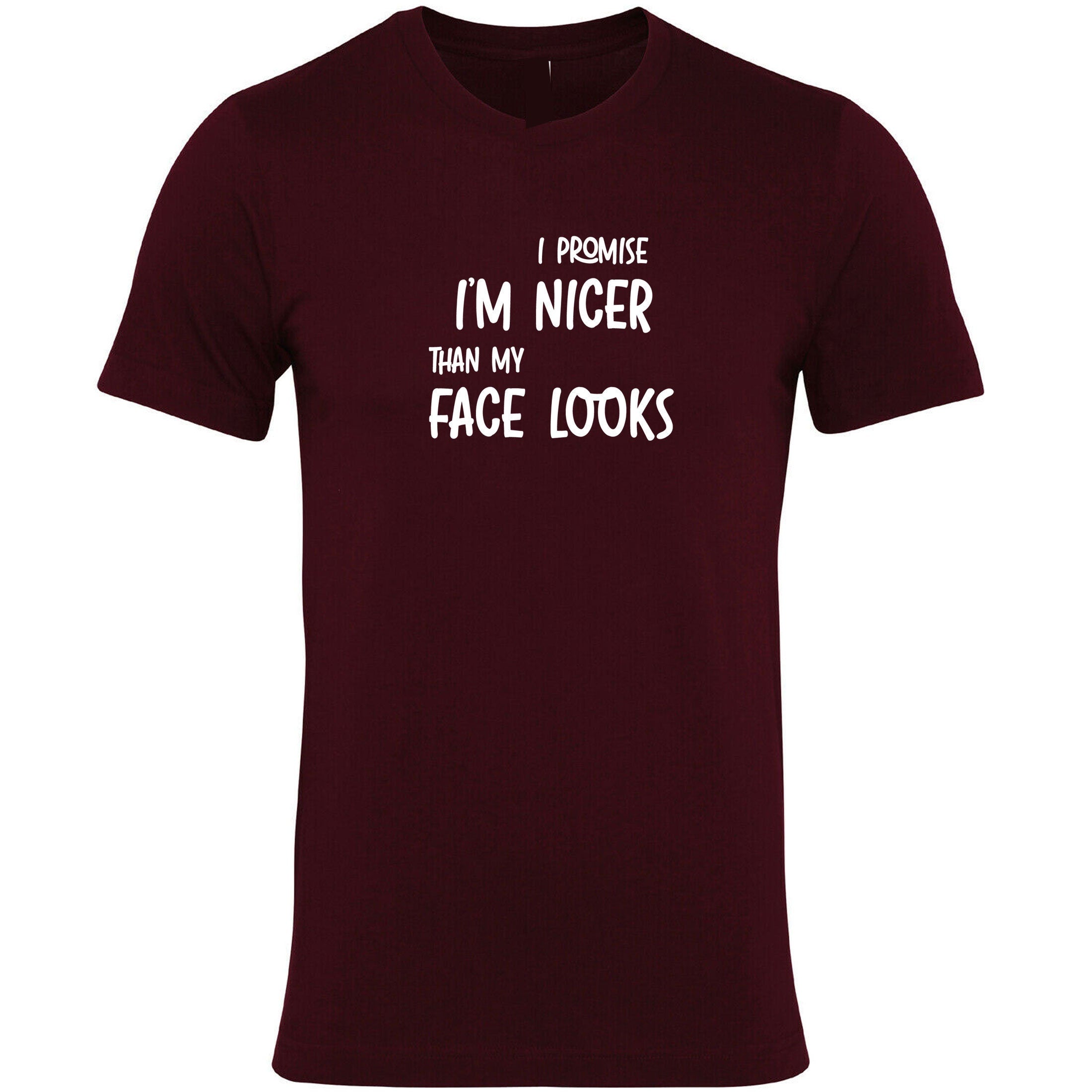 I promise i am nicer than my face looks funny mens gift t shirt t-shirt tshirt tee shirt joke sarcastic birthday xmas present womens