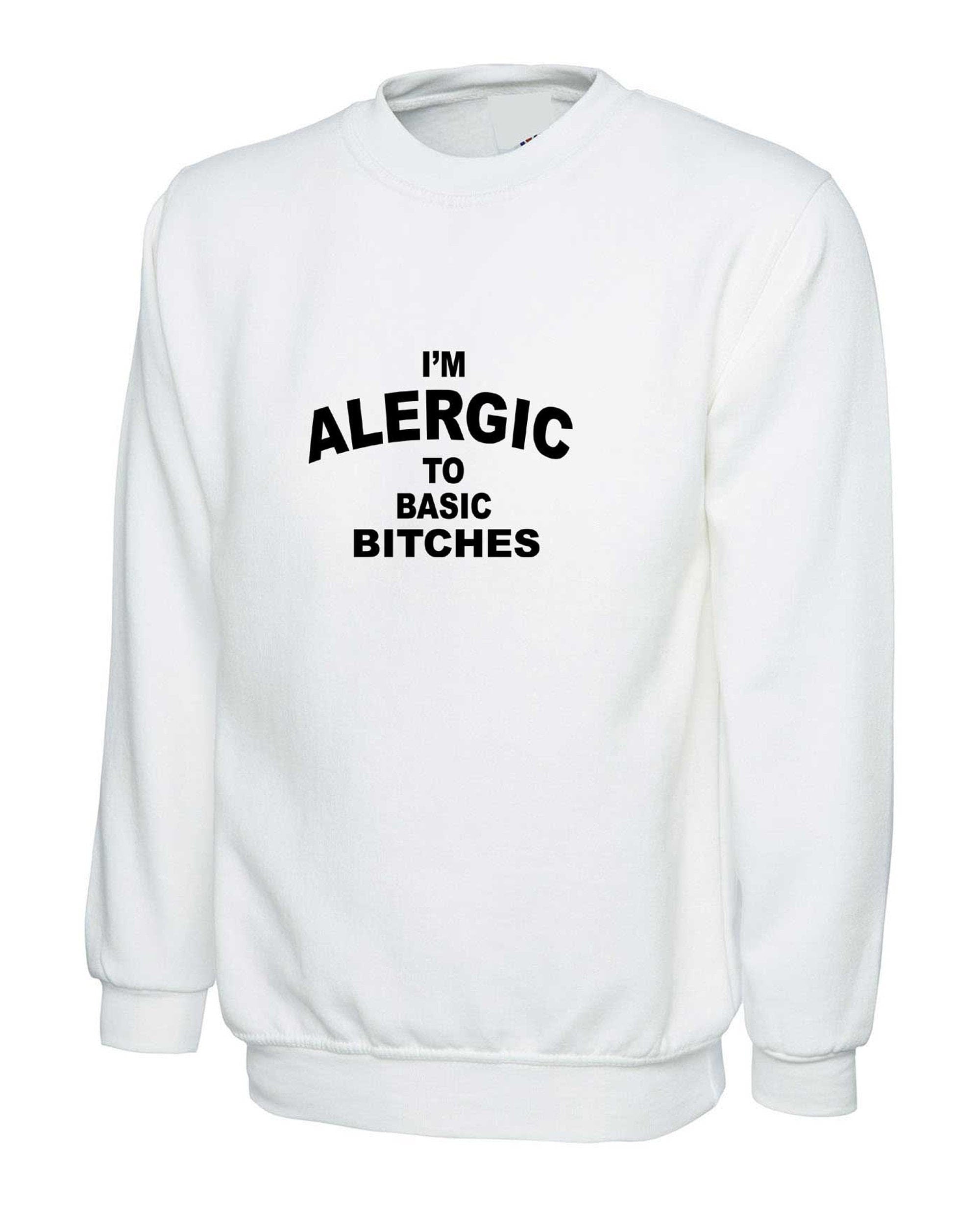 I'm allergic to basic witches funny sweatshirt valentines halloween gift mens joke humor present jumper long sleeve shirts