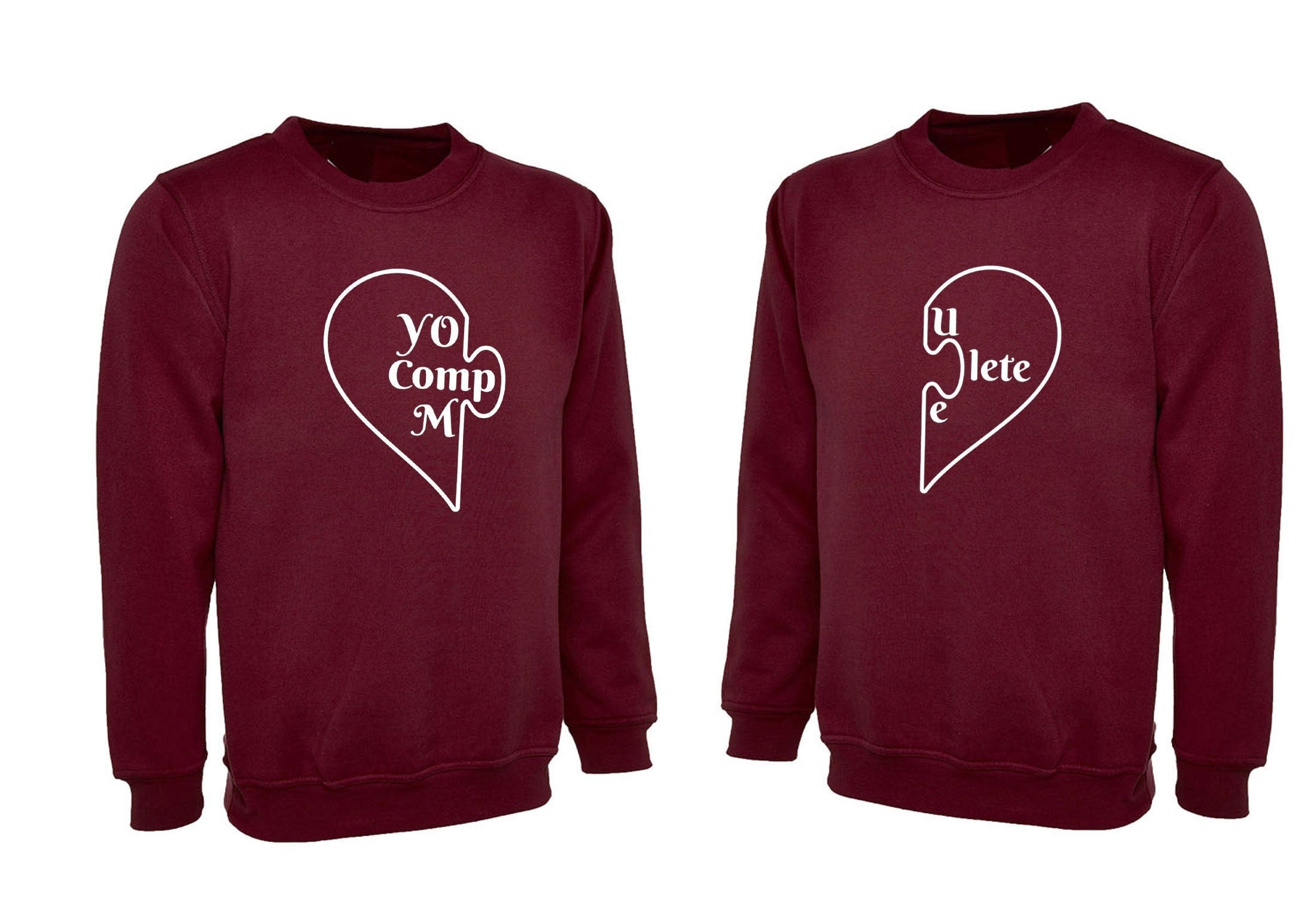 Couple matching shirts you comlpete me cute heart gf bf valentine's gift outfit sweatshirt jumper sweater shirt funny gift engagement