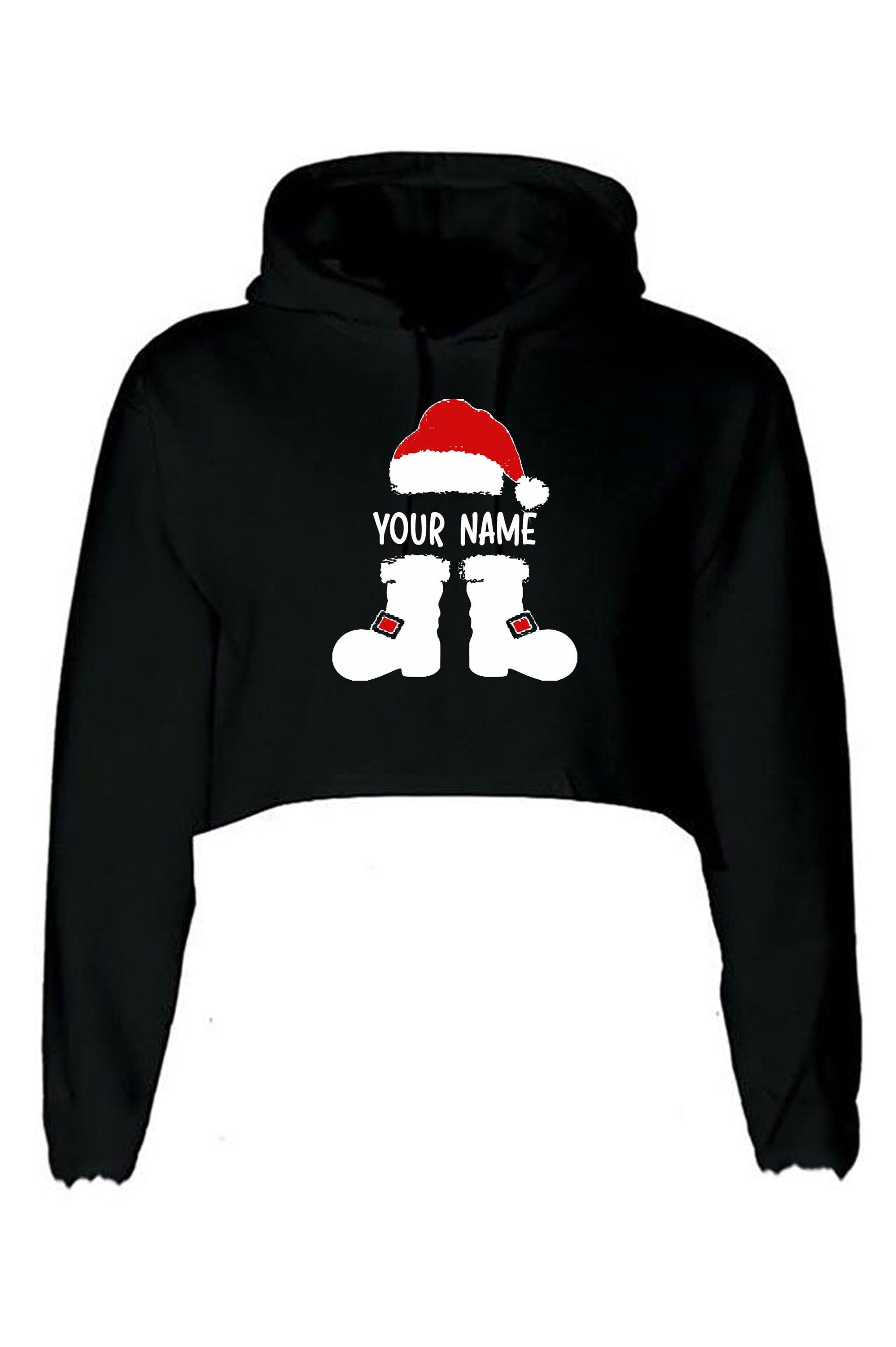 Santa claus with your name funny merry christmas crop tops hoodie croptop hoody personalized customized your name gift present holiday