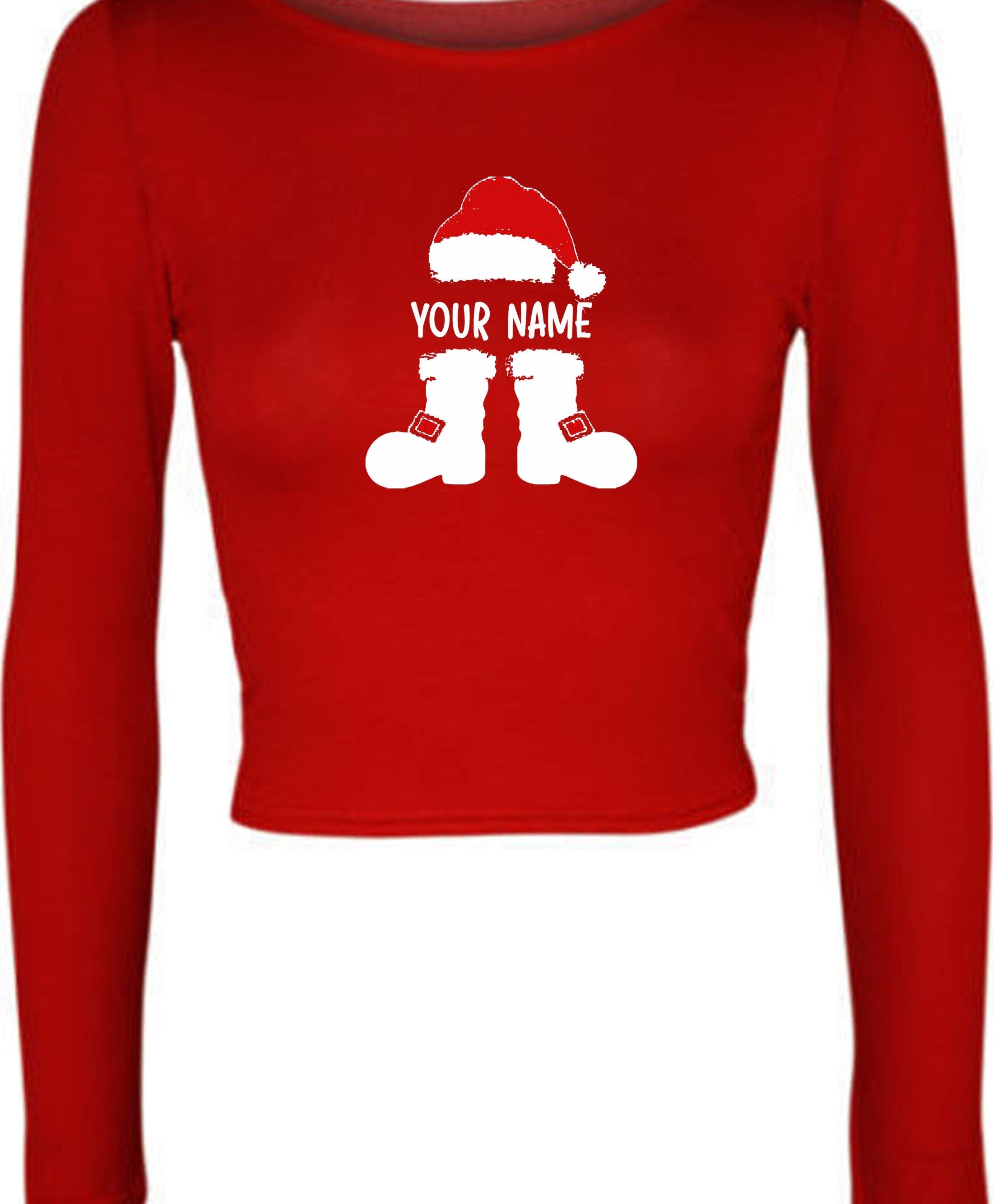 Santa claus with your name funny merry christmas crop tops croptop personalized customized your name gift present holiday