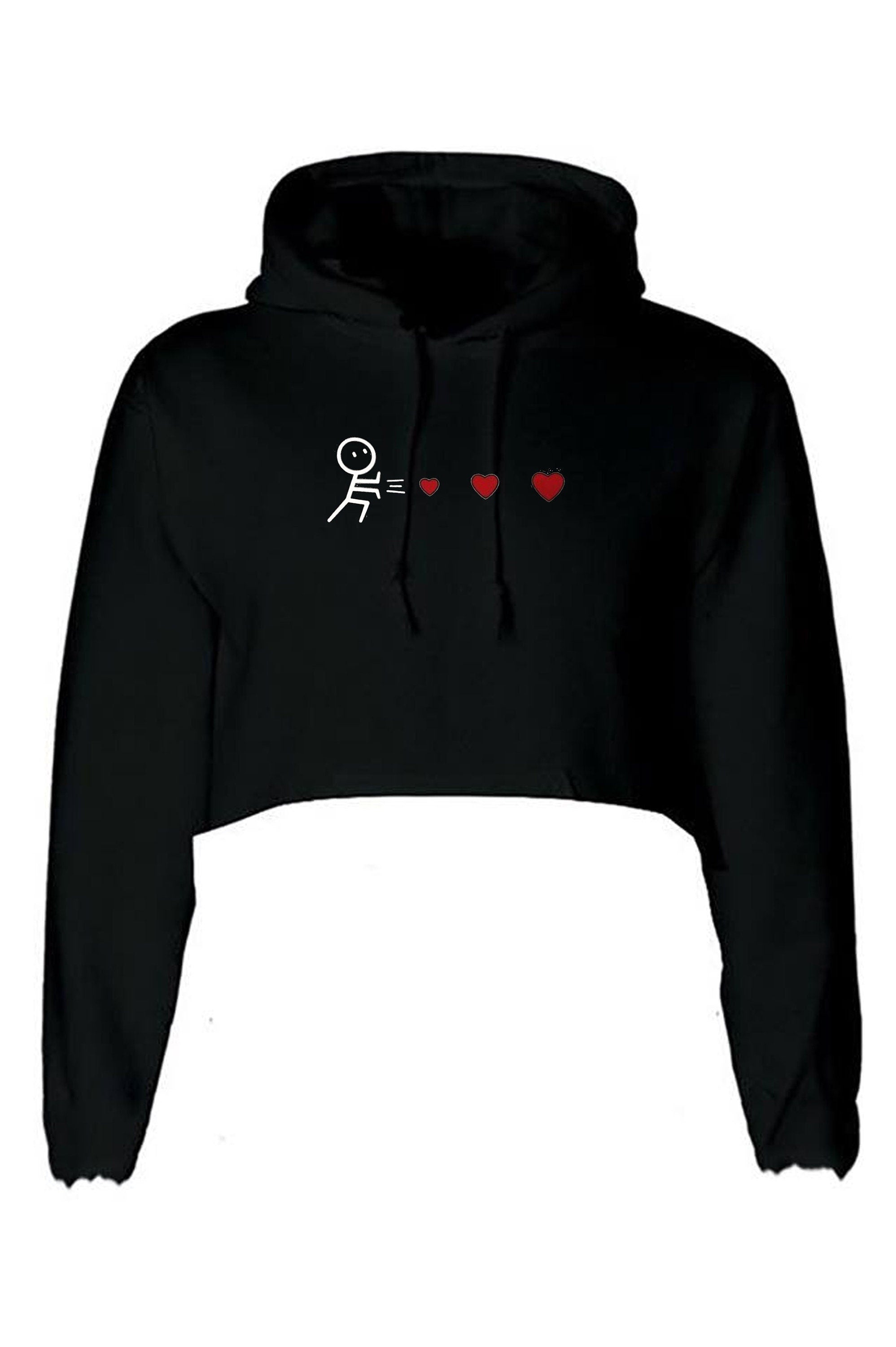 Throwing hearts funny valentines mens womens ladies gift crop tops croptop crop-top long sleeve hoodie hoody hood birthday present joke cute