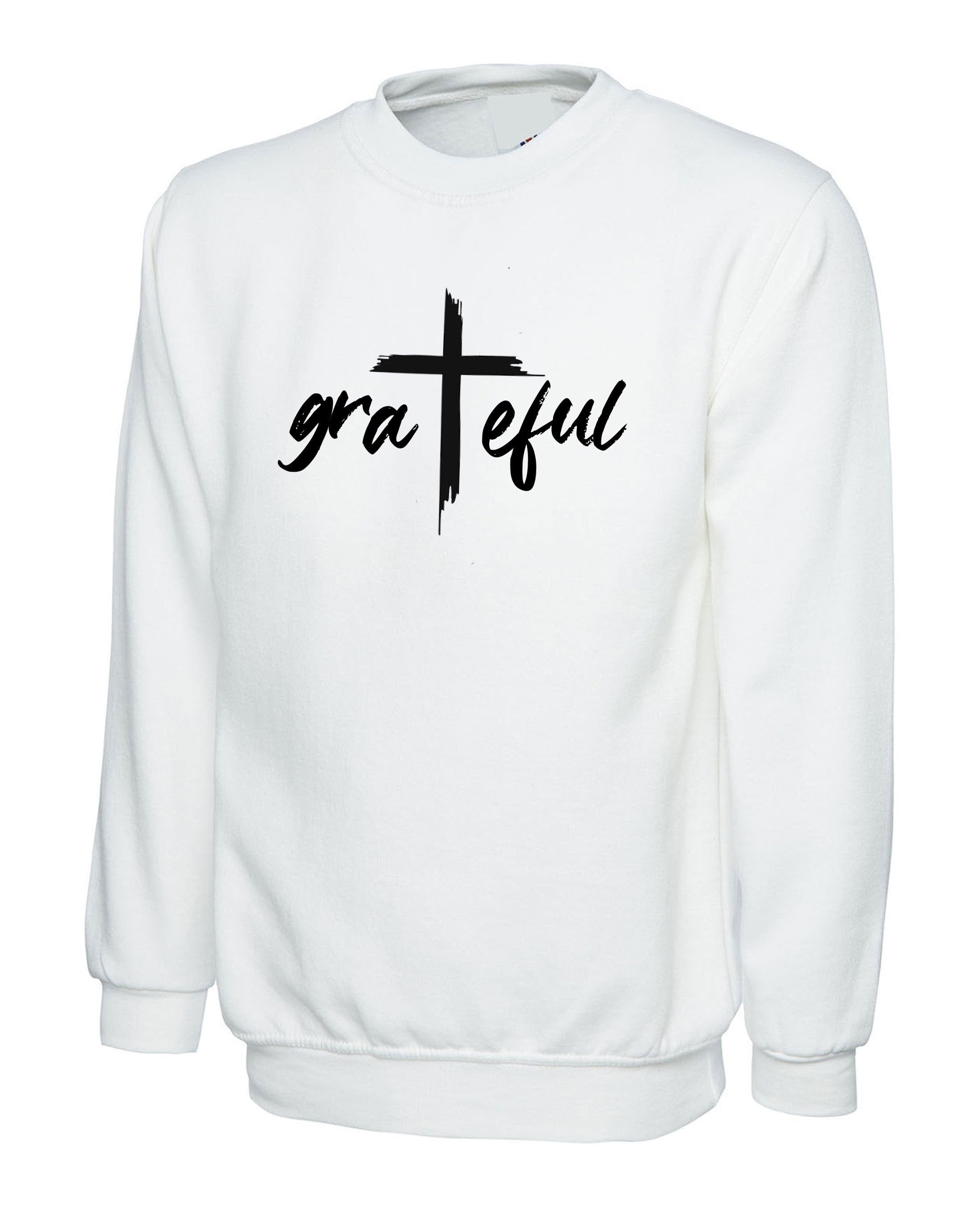 Grateful funny sweatshirt jumper sweater shirt christians christmas xmas gift ladies mens thanking top womens xmas