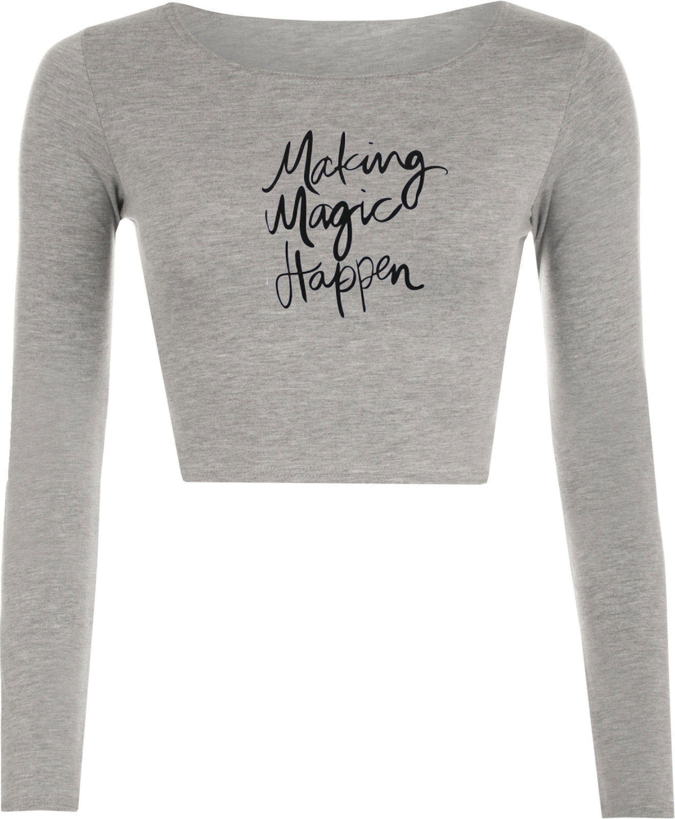 Making magic happen funny crop tops croptop long sleeve ladies valentines gift motivational inspirational top birthday present