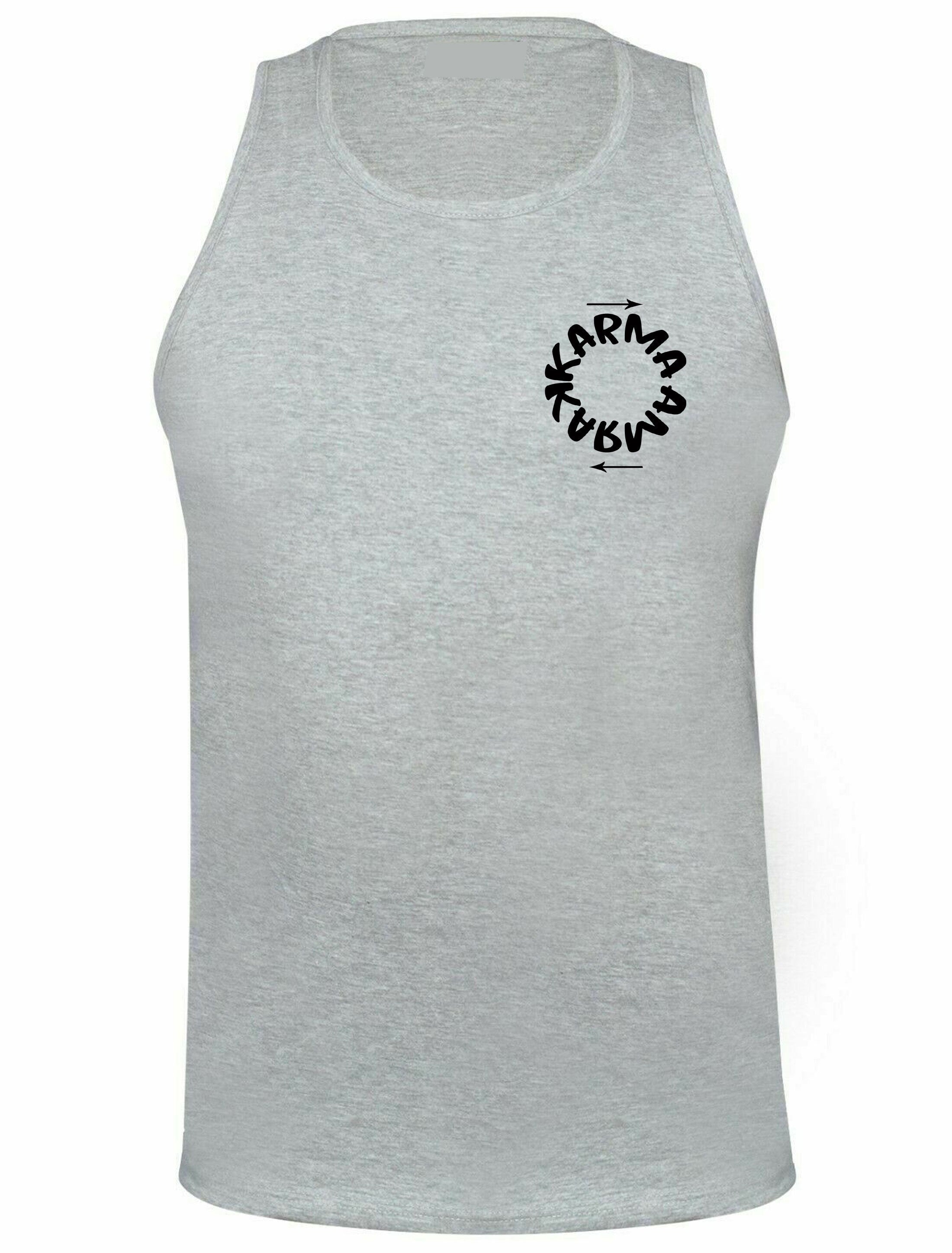 Karma vests vest top tank gym workout exercise ladies motivational inspirartional slogan what goes around comes around gift unisex birthday