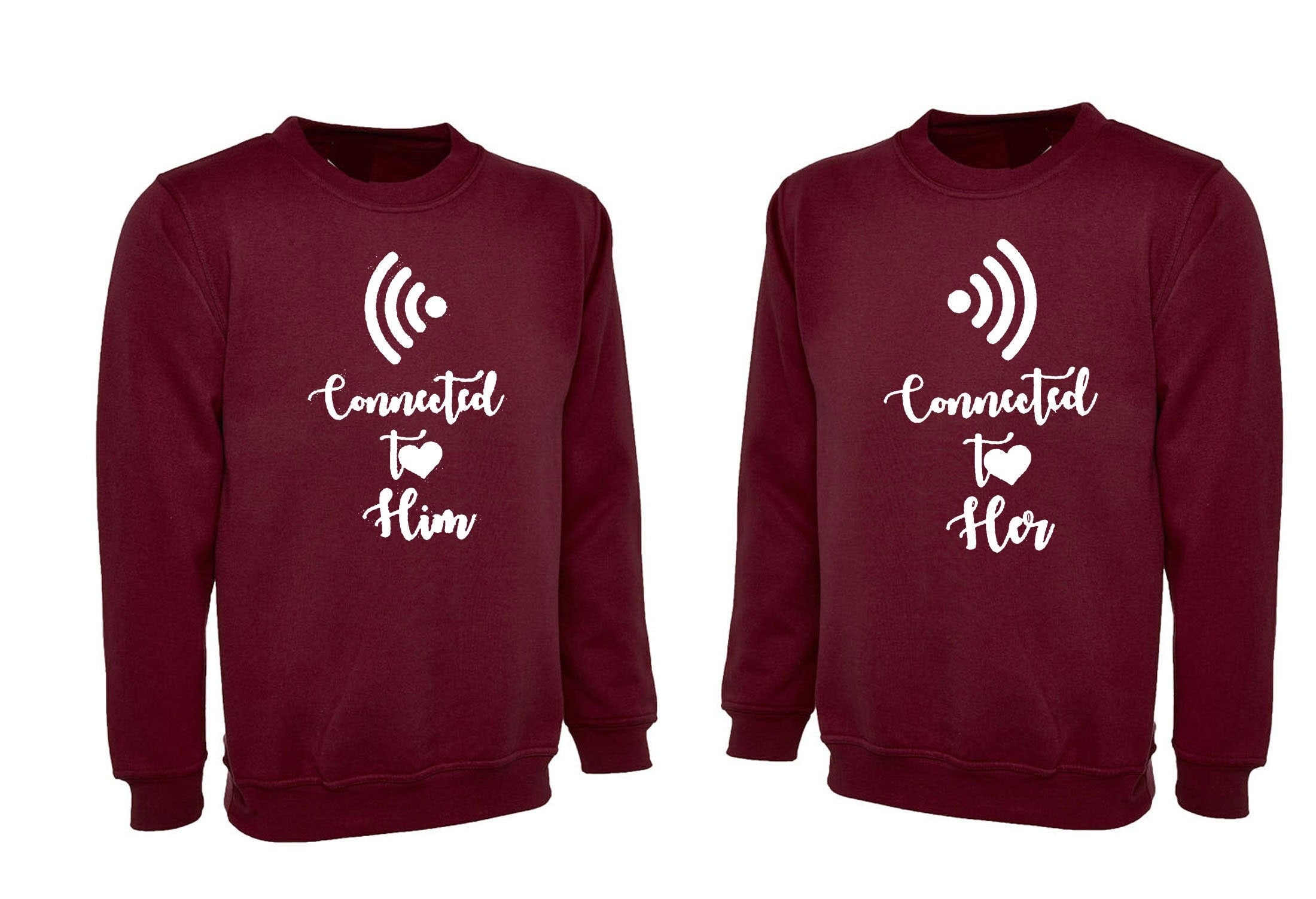 Couple matching shirts connectedtohim her wifi heart connection gf bf funny valentine's gift outfit sweatshirt jumper sweater shirt