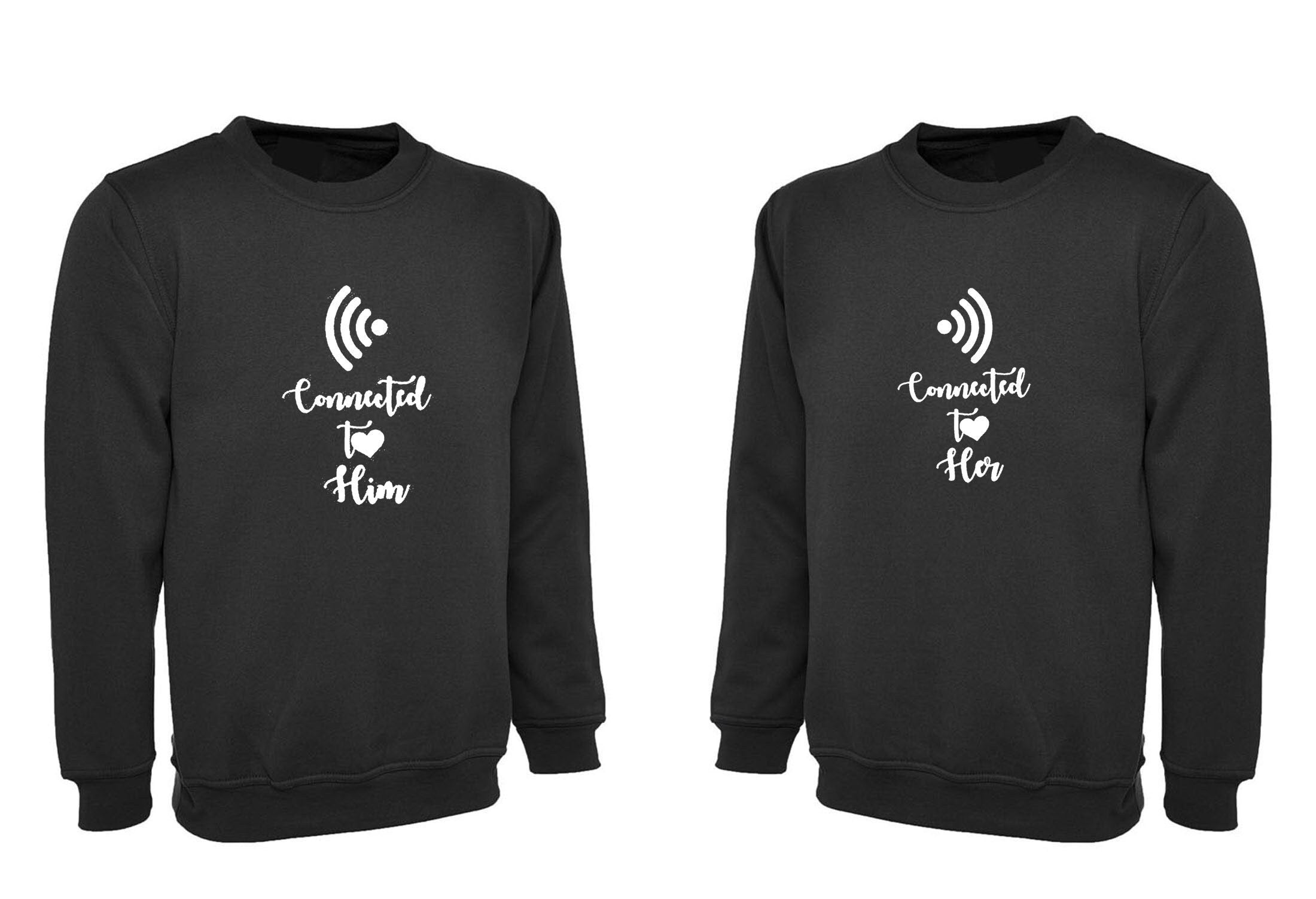 Couple matching shirts connectedtohim her wifi heart connection gf bf funny valentine's gift outfit sweatshirt jumper sweater shirt