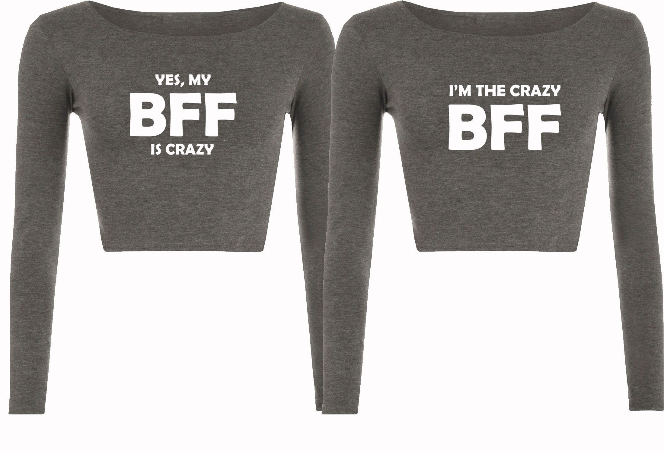 Couple matching tops for best friends crop tops croptop crop-top my bff is crazy, yes i'm the crazy bff womens bff unisex funny