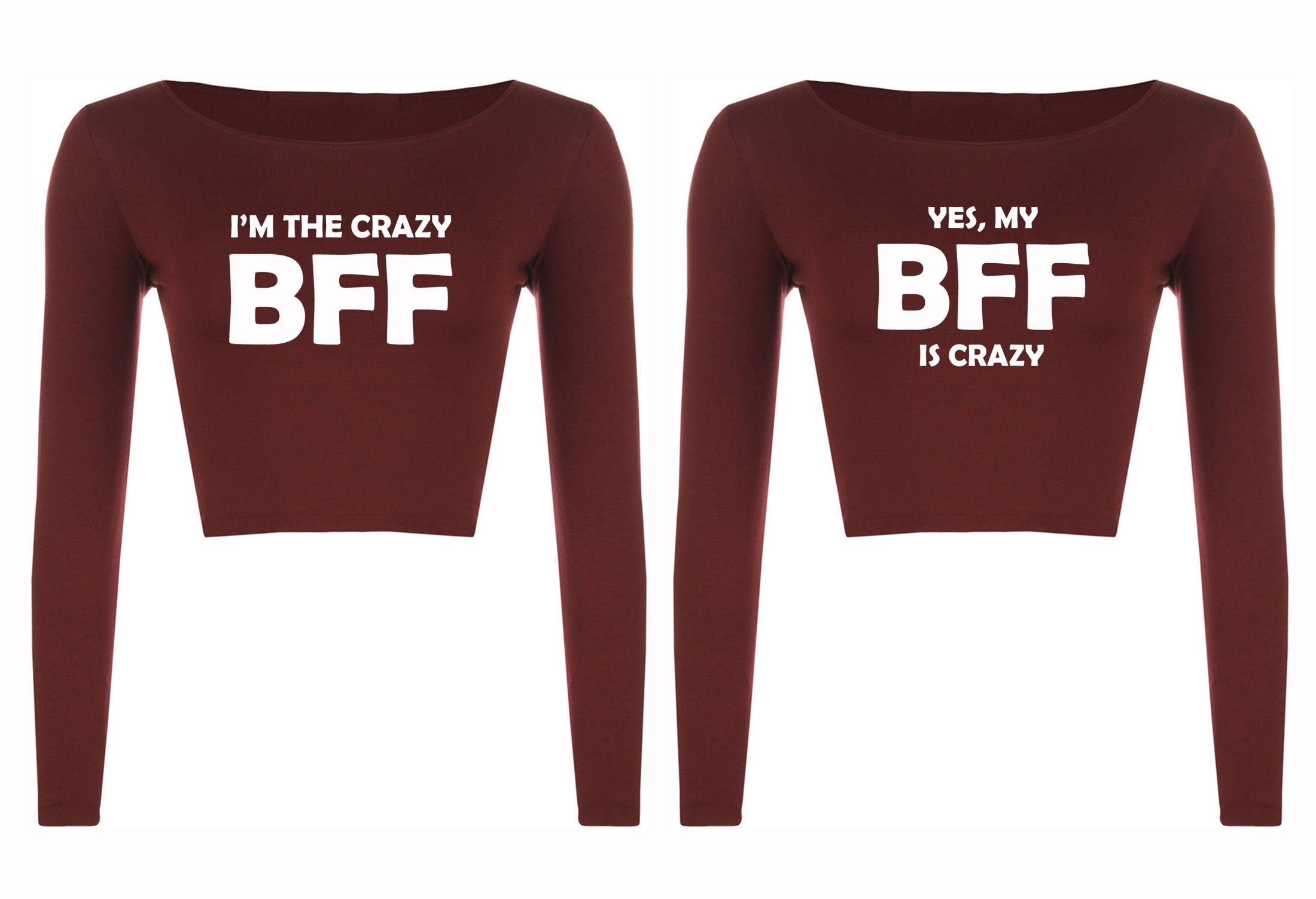 Couple matching tops for best friends crop tops croptop crop-top my bff is crazy, yes i'm the crazy bff womens bff unisex funny