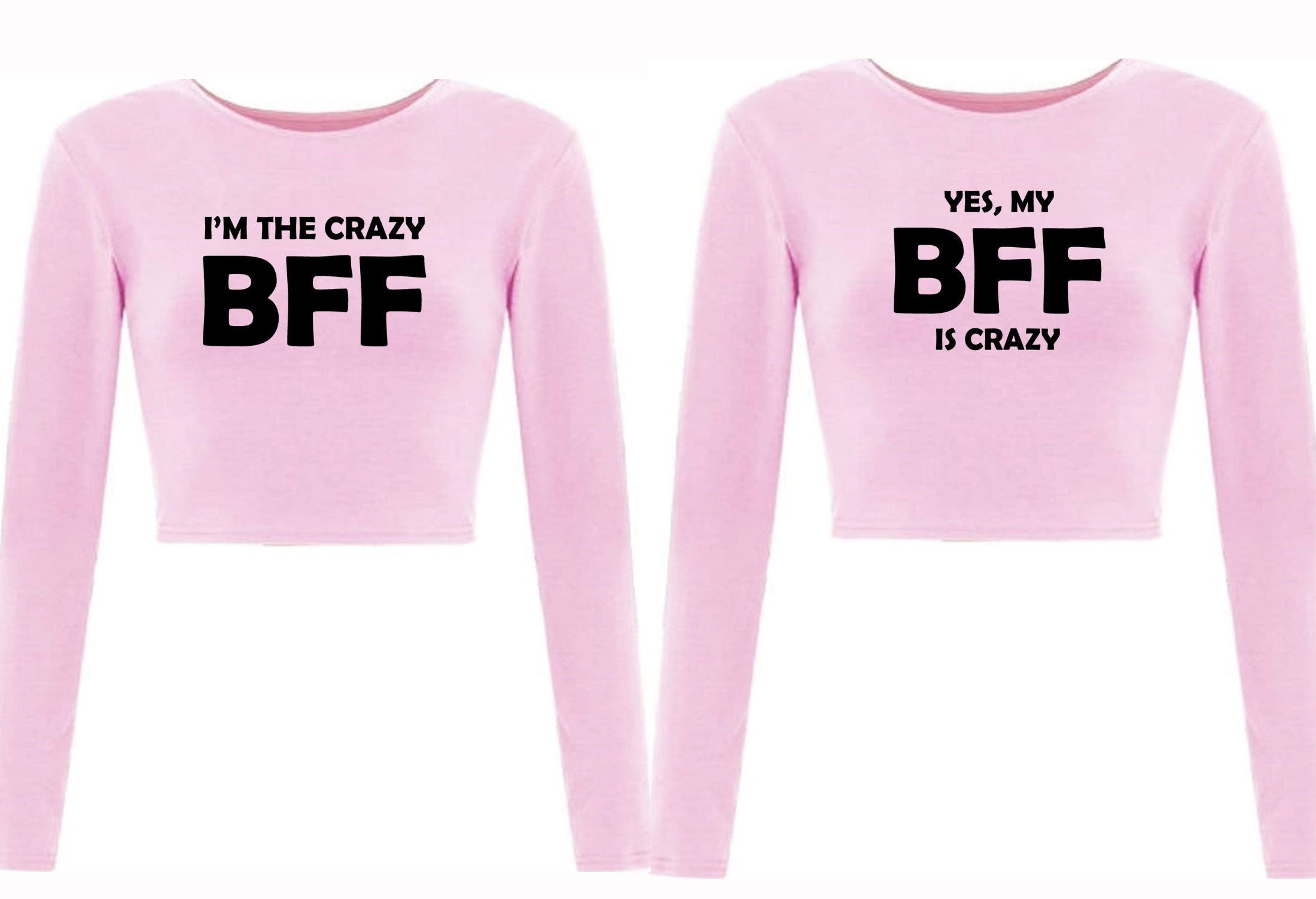 Couple matching tops for best friends crop tops croptop crop-top my bff is crazy, yes i'm the crazy bff womens bff unisex funny