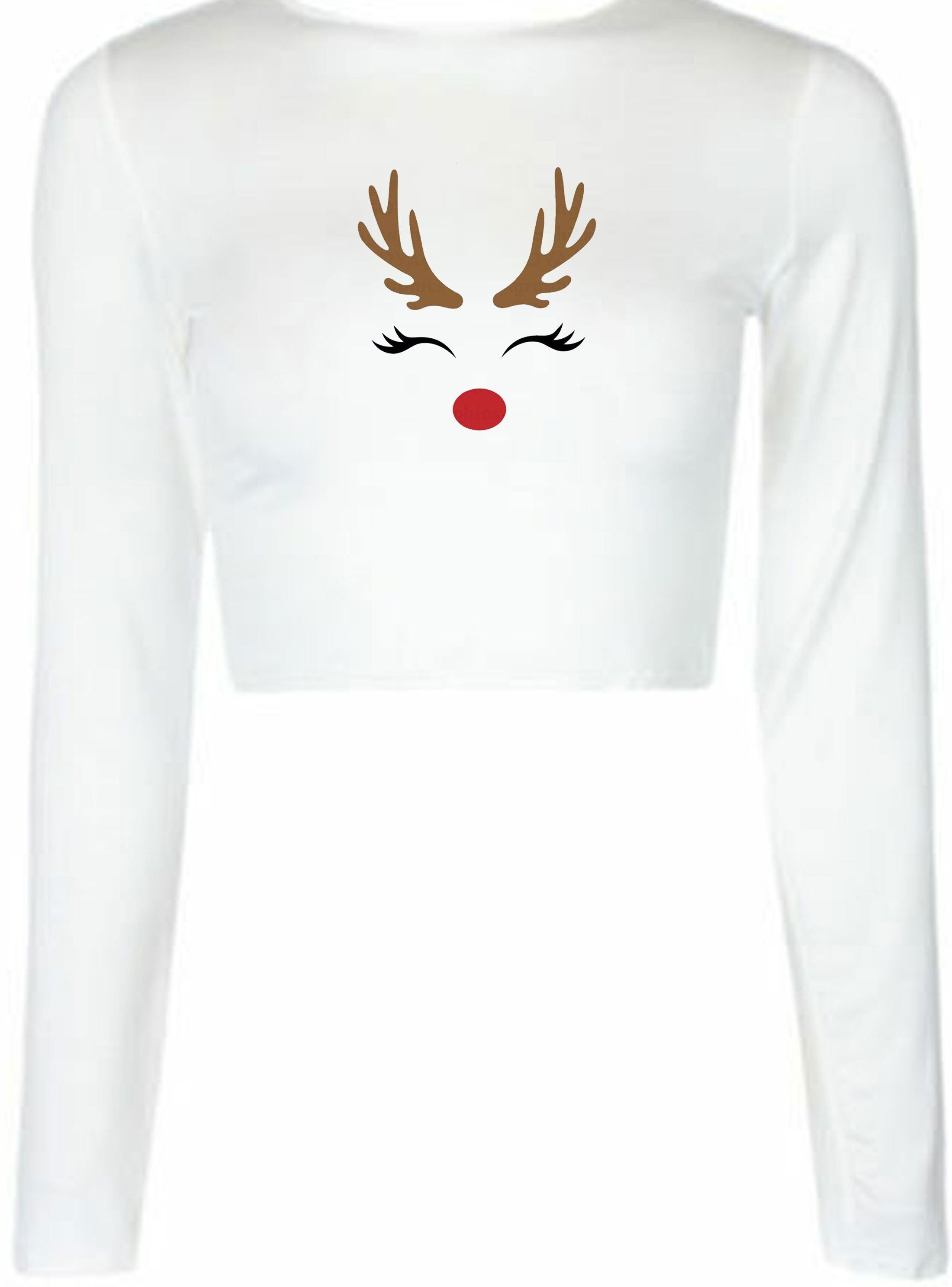 Reindeer christmas crop tops croptop crop-top cute gift xmas present womens ladies unisex top deer horns idea