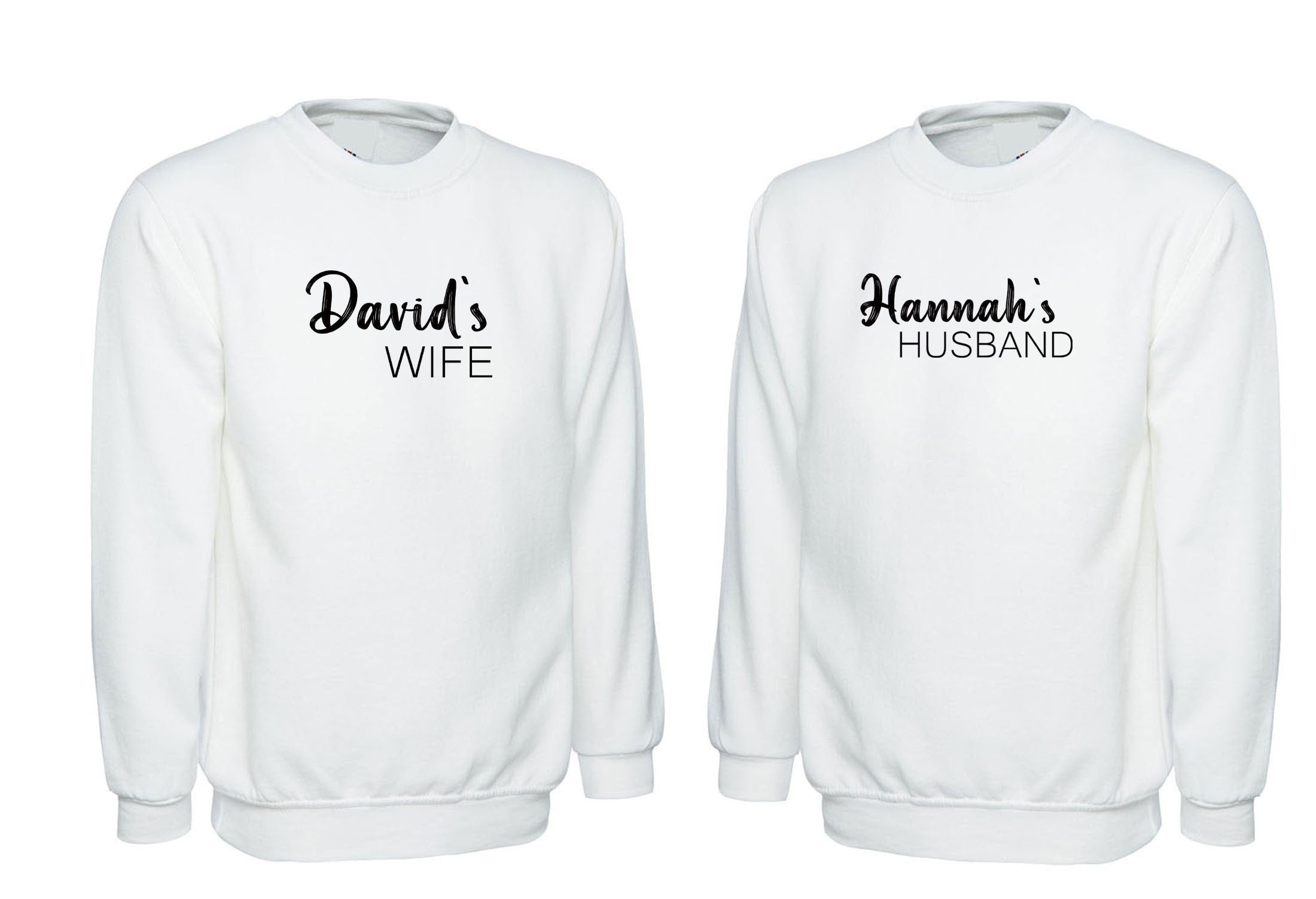 Personalised customized couple matching shirts with name cute wedding marriage married anniversary sweatshirt jumper sweater shirt gift